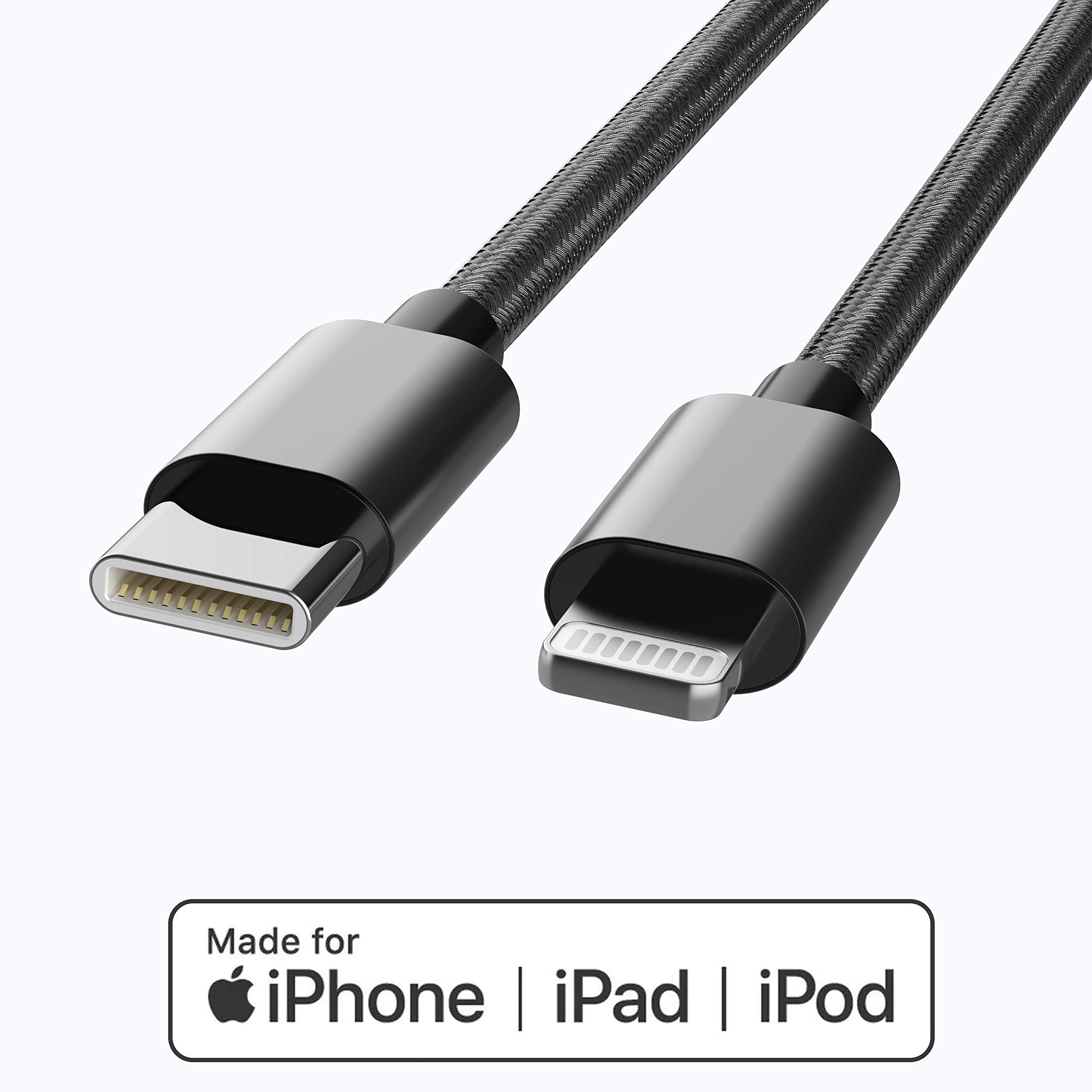 Apple MFi certificato USB C a Lightning cavo da 4 FT caricabatterie/sincronizzazione per iPhone X/XS/XR/XS Max / 8/8 Plus, (per uso con caricabatterie di tipo C) 1,2 m (nero)