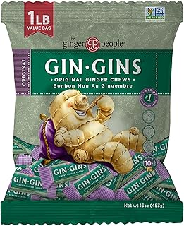 GIN GINS Original Ginger Chews – Natural Fresh Ginger Candy by The Ginger People – Individually Wrapped Healthy Candy – Original Flavor – Large 1 lb Bag (16oz) – Pack of 1