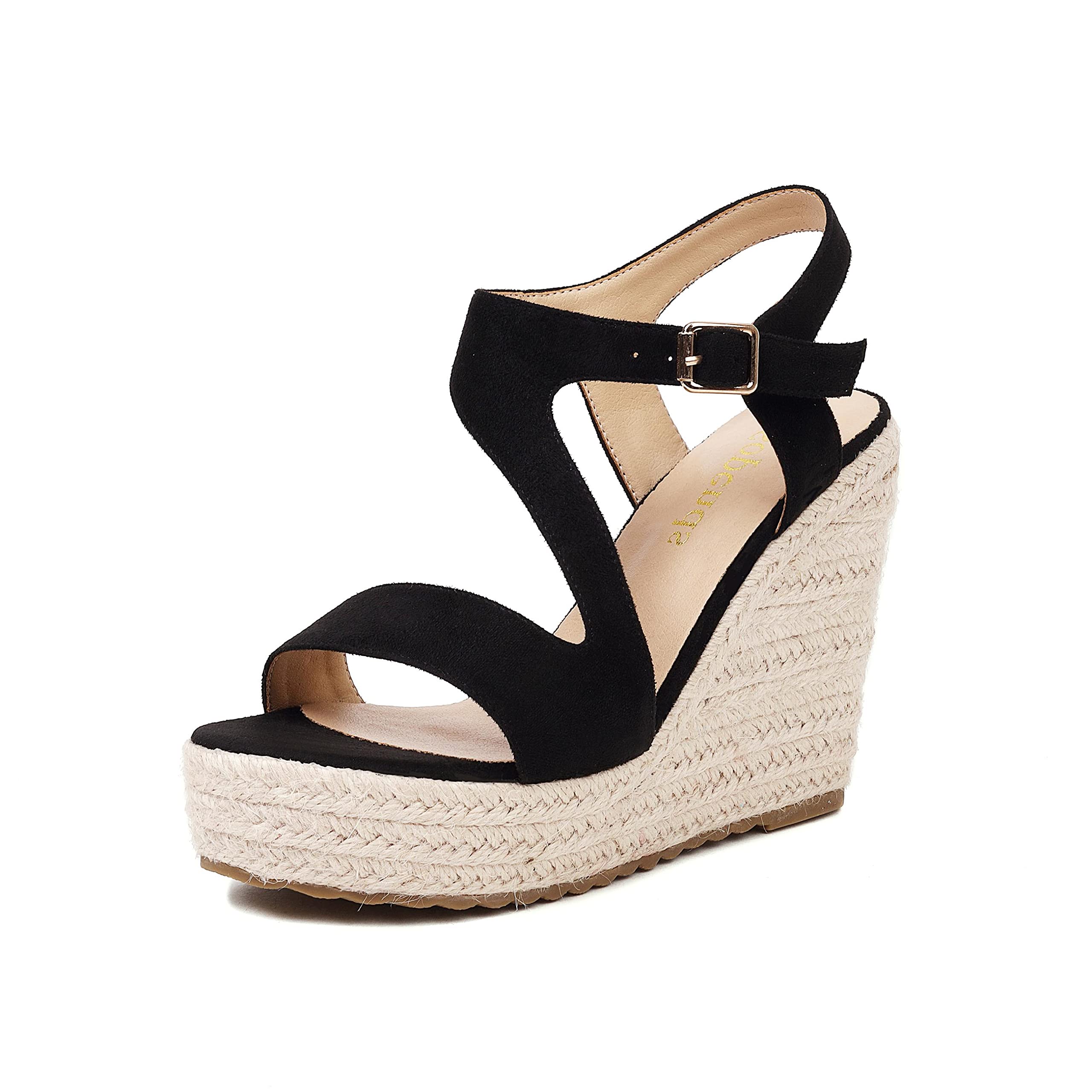 Sopends Women's Wedge Sandals, Espadrille Platform Summer Sandals, Wedge Ankle Strap Open Toe Sandals
