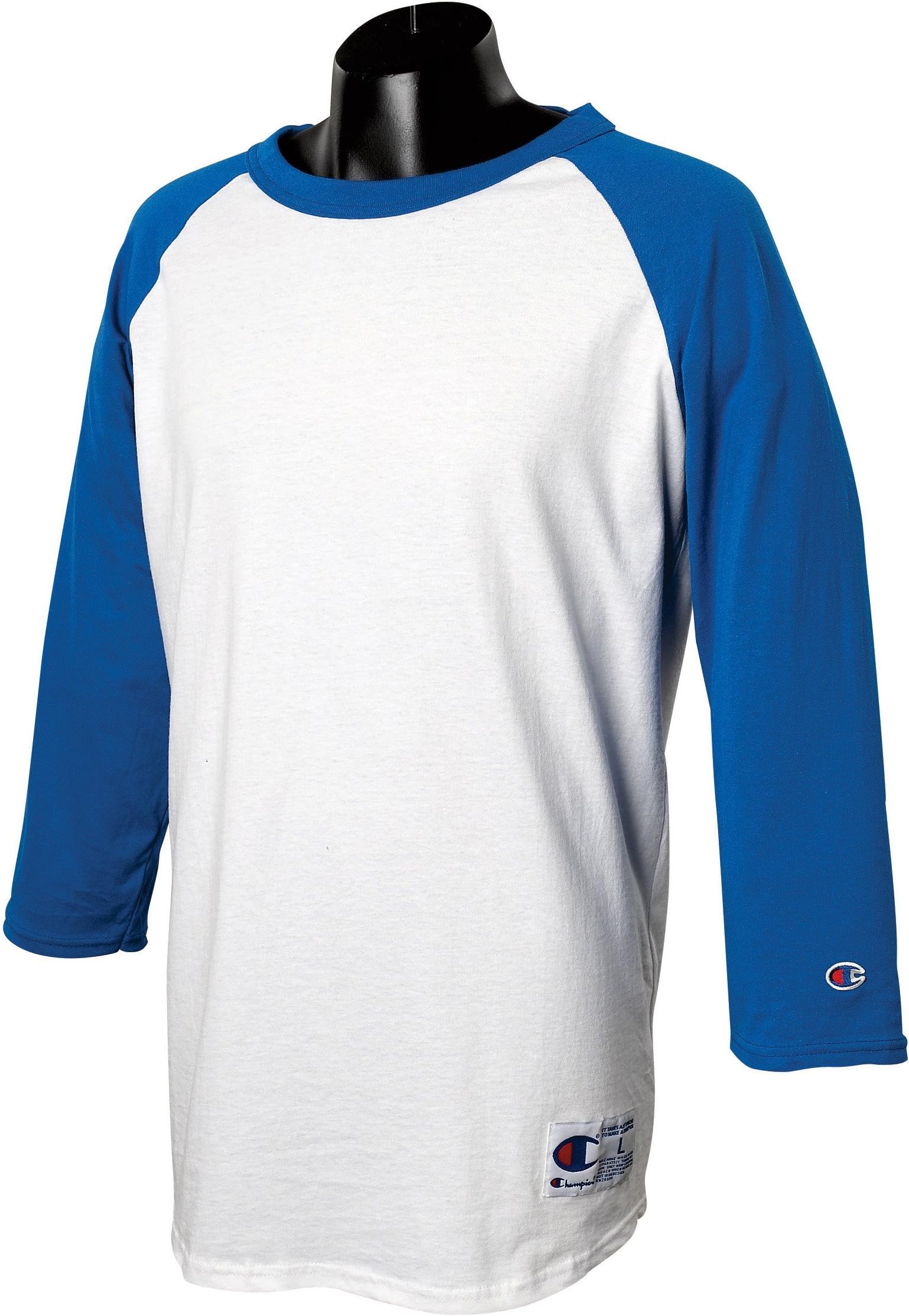 Champion 6.1 oz. Tagless Raglan Baseball T-Shirt - WHITE/TEAM BLUE - L T1397-simple
