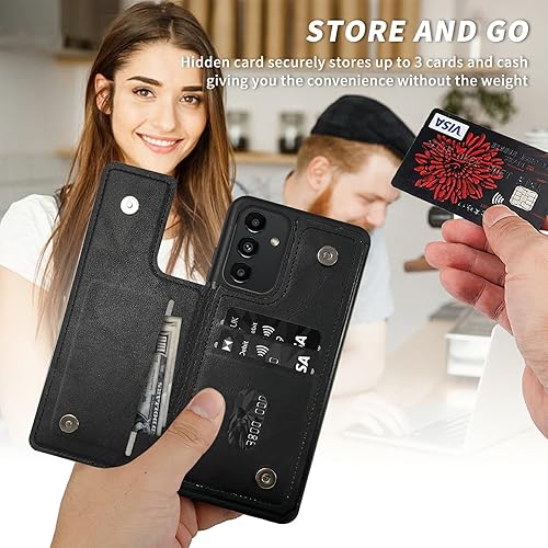 Miniatura 2 de BVDIKMI Funda para Samsung Galaxy A13 5G con ranura para tarjetero, funda de piel sintética, doble cierre magnético y cubierta duradera a prueba de