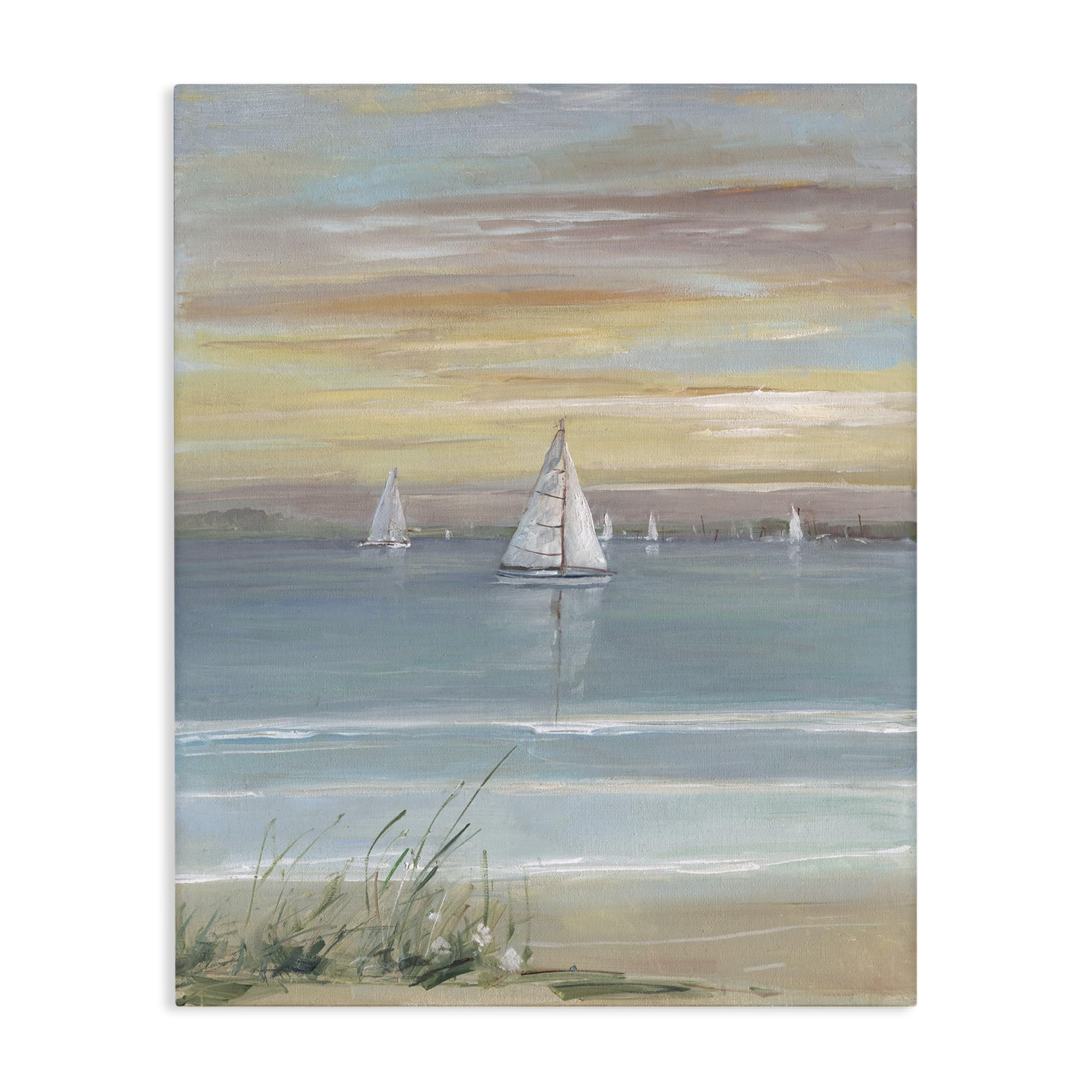 Stupell Industries 'Coastal Sailboats At Twilight', Canvas Art, 24 x 30 Inches, Easy to Hang and Sturdy, Made in USA, by Sally Swatland
