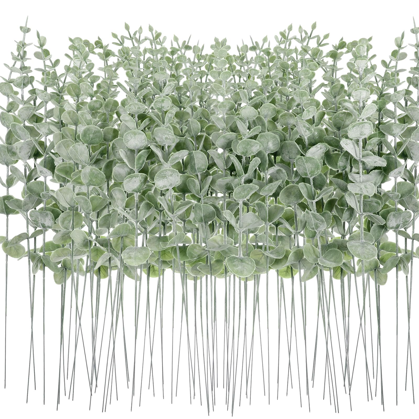 Lot de 100 tiges d'eucalyptus artificielles pour décoration de Mariage, Centre de Table, Bouquet de Fleurs, décoration d'intérieur (Vert Clair)