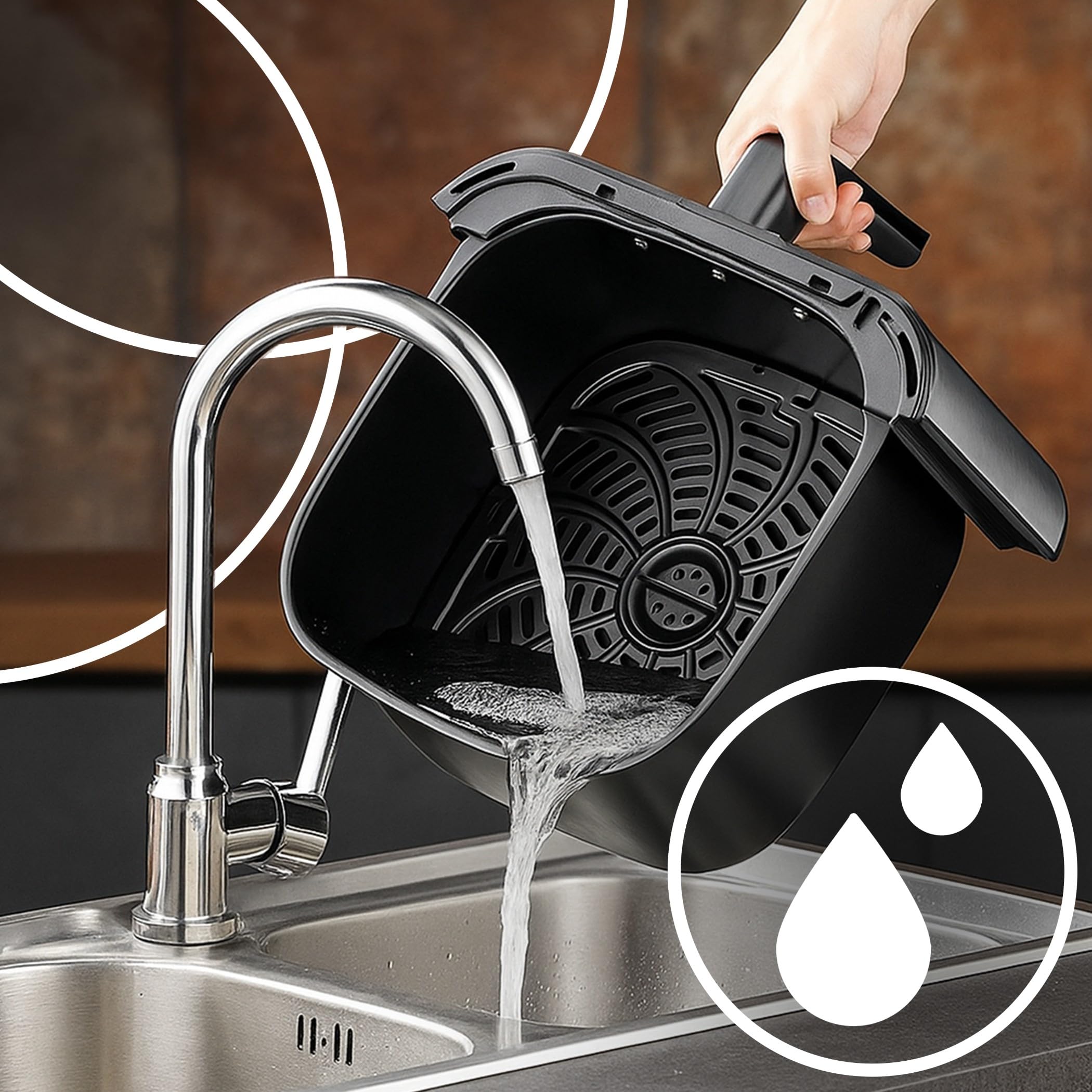 Retoo Heißluftfritteuse 8L XXL Airfryer 1800W, 14 Programme Bis Max 200 °C, Fritteuse Ohne Öl Mit Sichtfenster Und Touchscreen, Keramikbeschichtung Für Gleichmäßiges Garen, Gesundes Kochen Grillen
