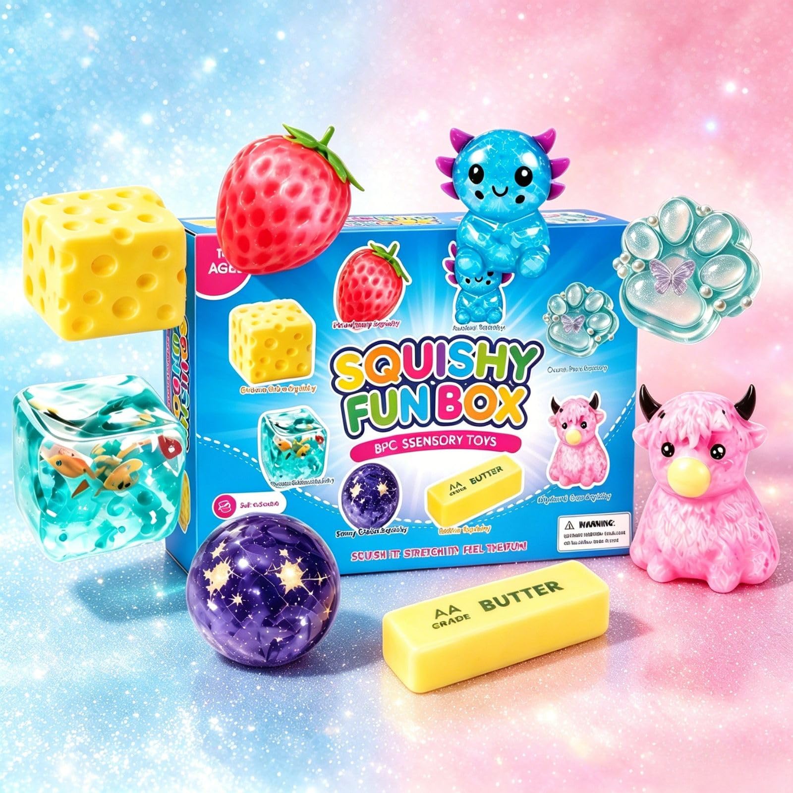8 Piece Squishy Mystery Box Set,Squishies fun box Blind Box Set Malt Sugar Creative Slow-Return Squishies Pack, Fidget Relief Hand Relax Desk Decor Party Favor Gifts