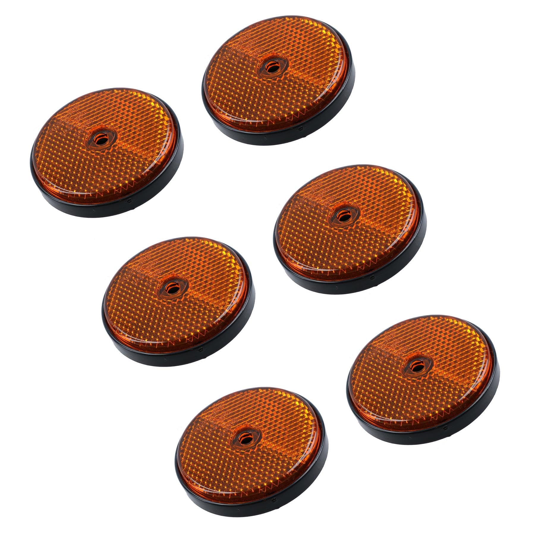 6 x Orange Amber Round Circular Reflectors for Driveway Gate Fence Post Trailers