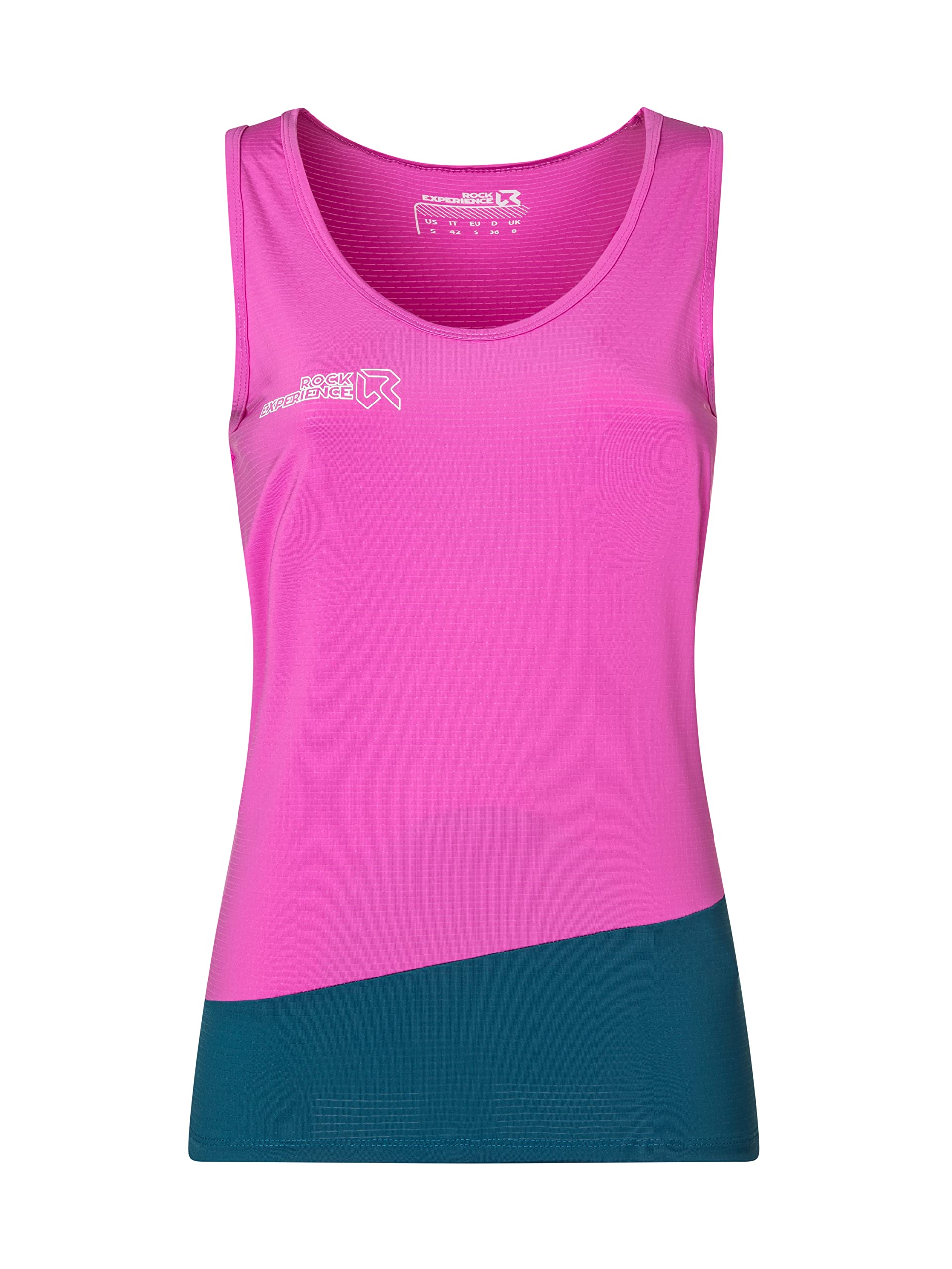 Rock Experience REWL00531 Merlin Woman Tank Vest Unisex 0834 Super Pink+1484 Moroccan Blue XL