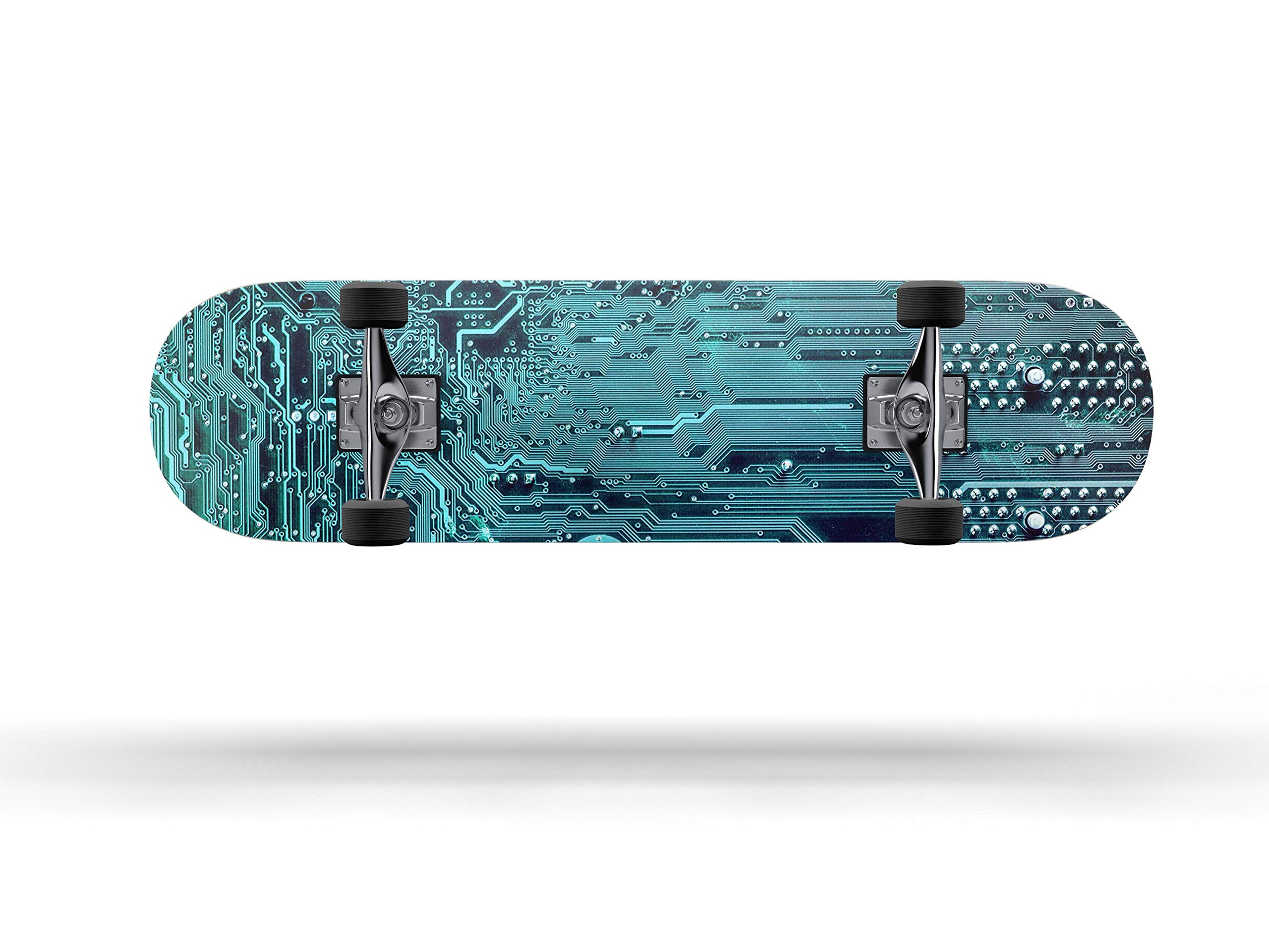 DesignSkinz - Decorative and Protective Scratch Resistant Skin Vinyl Wrap Kit for Skateboard Decks - Electric Circuit Board V5