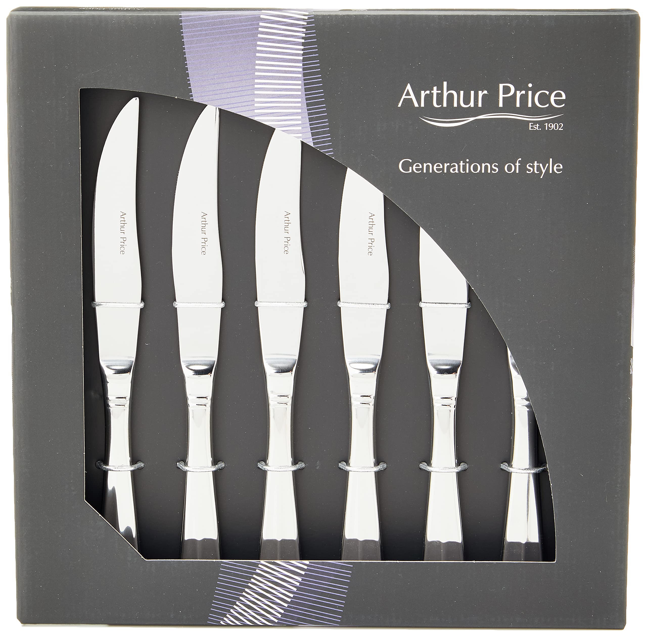 Arthur Price Silver Every Day Rattail Steak Knives, Stainless Steel, 26.4 X 26.6 X 4 Cm