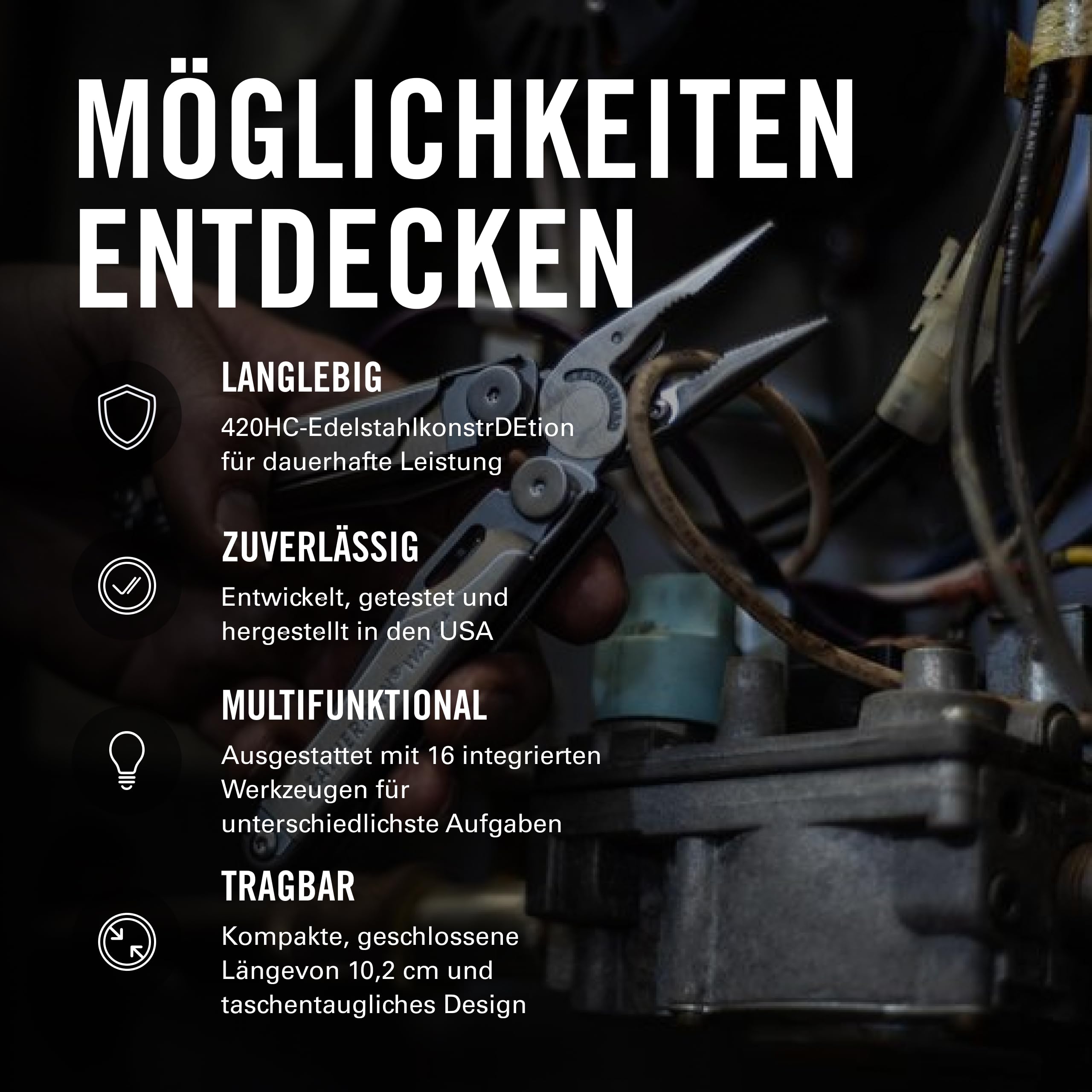 Leatherman Wave+ Multi-Tool - 18-in-1 Hochleistungs-Edelstahlwerkzeug mit Klingen, Zangen und Drahtschneidern - Camping Zubehör - Schwarz