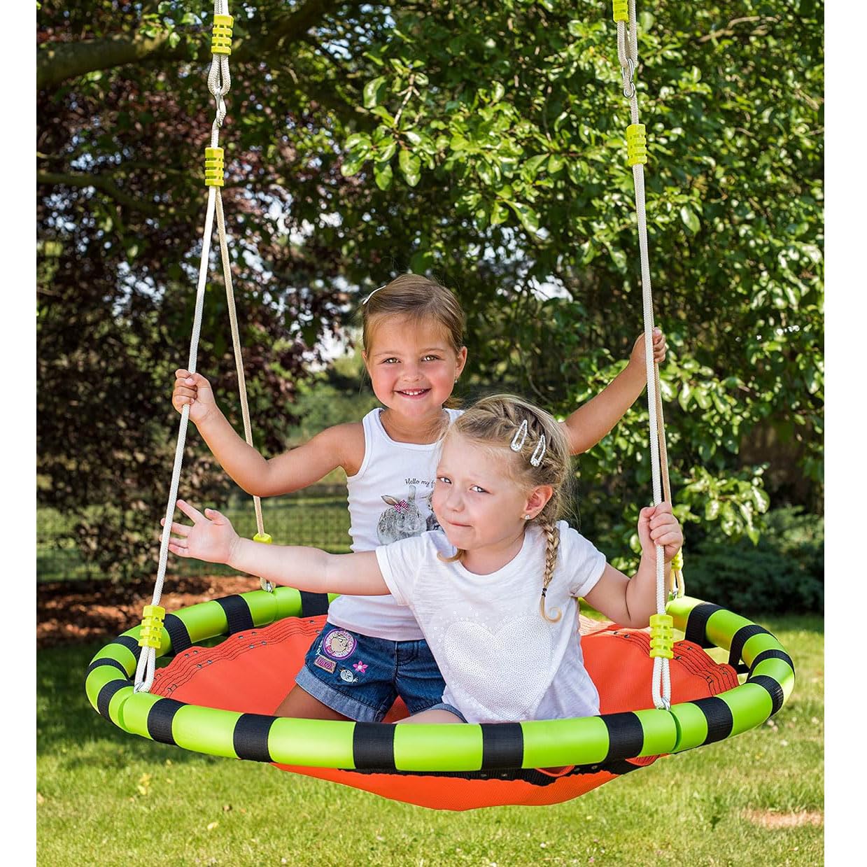 alles-meine.de GmbH Rundschaukel/Netzschaukel - rund - XL Schaukel - incl. Name - bis 100 kg belastbar - für Kinder & Erwachsene - Seile 18 mm stark - Swing Schaukel - Tellersc..