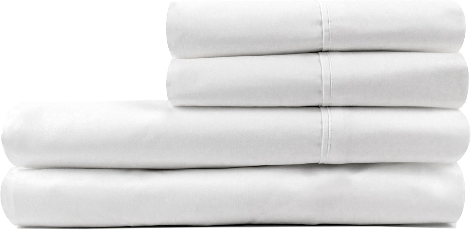 D. Charles 300 Thread Count 100% Combed Cotton Sheet Set with Extra Bonus Pillowcases (Twin, White)