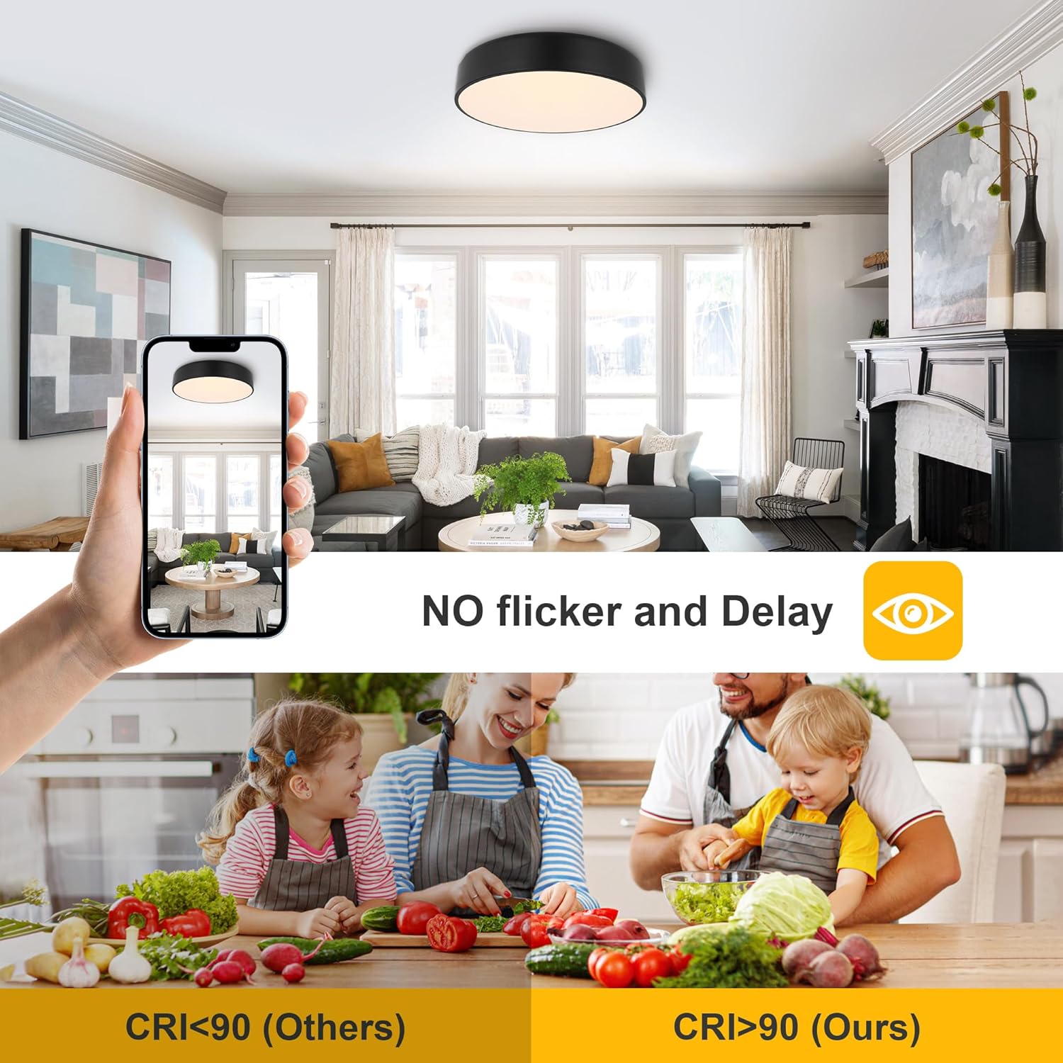 Kalium 13" Flush Mount Ceiling Light Fixture with Remote,24W Dimmable Ceiling Lights,3CCT 2700K-6500K Modern Minimalism Round LED Lighting for Hallway/Closet/Bedroom/Home Office/Living Room