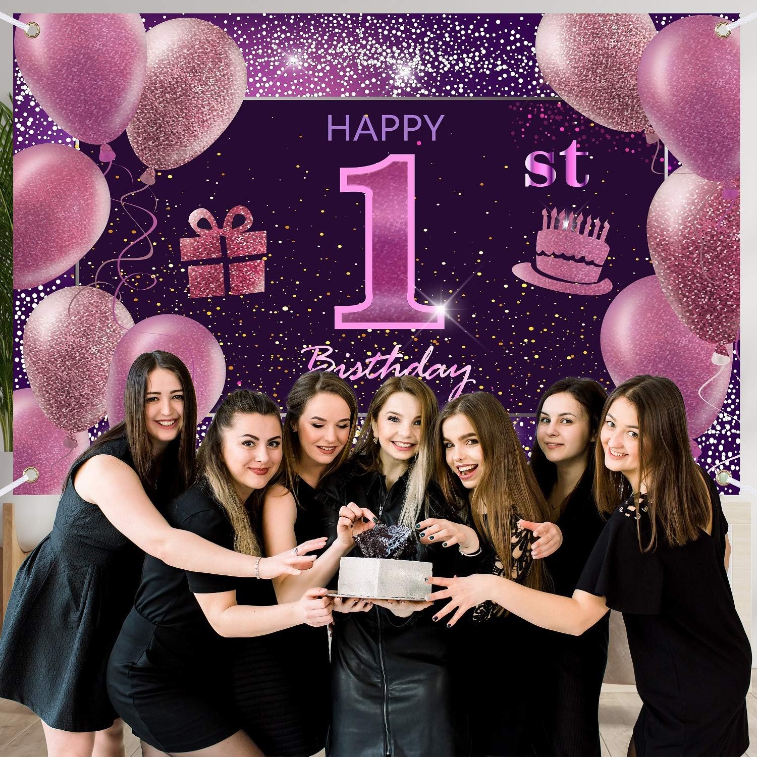 1st Birthday Decorations for Girls IMISI Happy Birthday Banner Pink Decorations for A Party Birthday Backdrop for Women