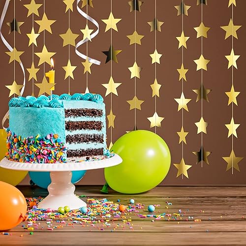 Miniatura 141 de Patelai Guirnalda de estrellas con purpurina decorativa de 130 pies para colgar en banderines de estrellas, telón de fondo para regreso a casa, Rojo