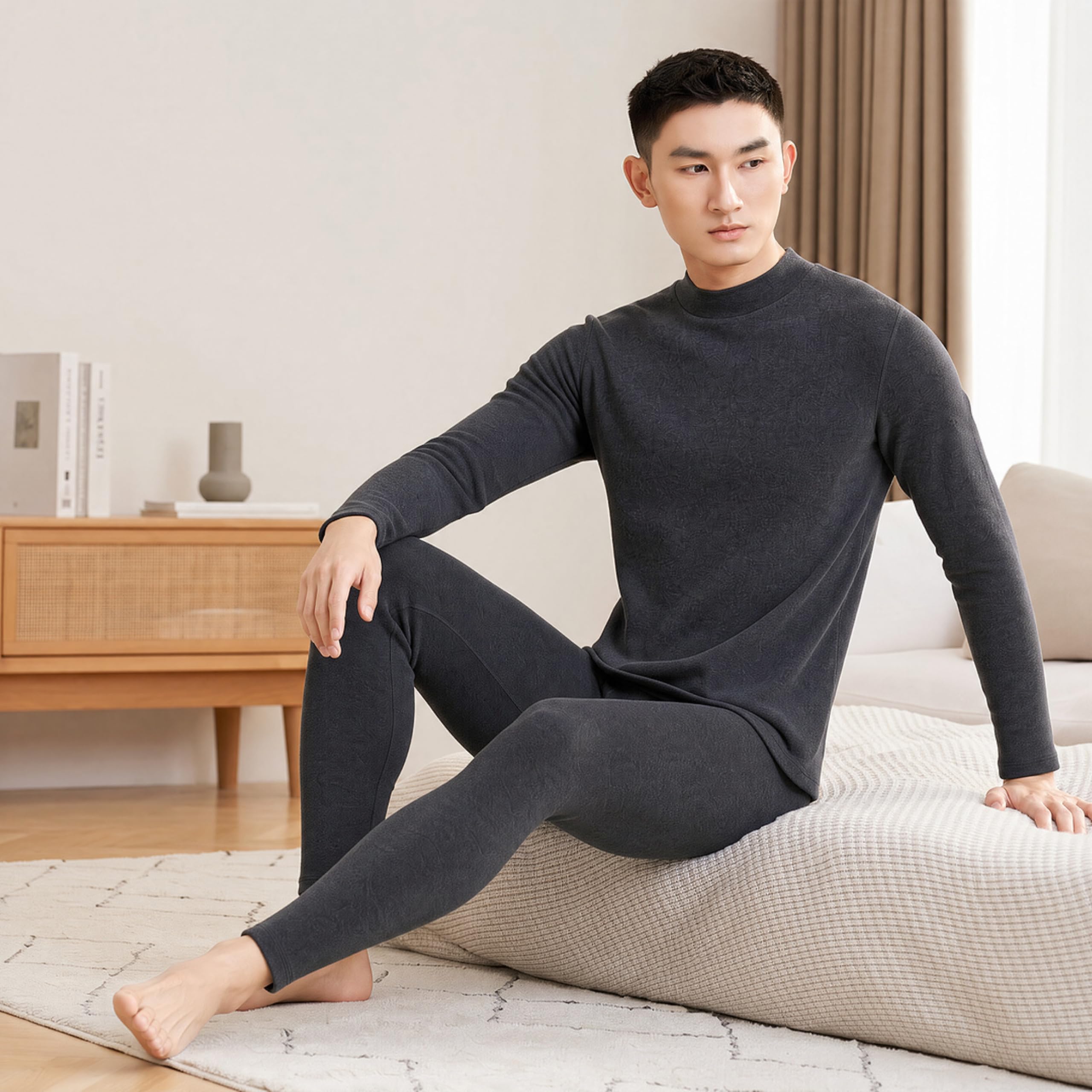 Conjunto de Ropa Interior térmica ultrasuave con Forro Polar para Hombre, Calzoncillos Largos de algodón Puro, Capa Base antiestática para Mayor Comodidad.