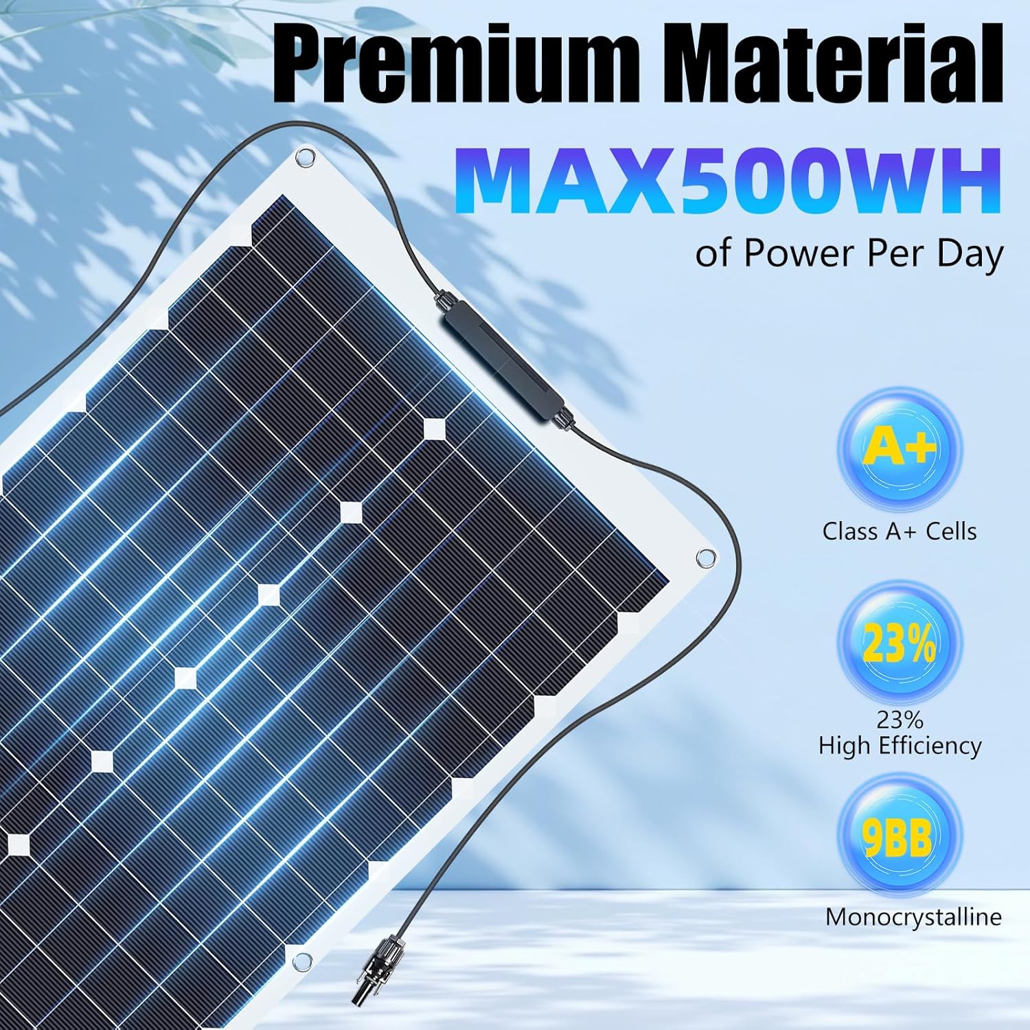 KEPEAK 35W Flexible Solar Panel Monocrystalline, Lightweight Semi-Flexible Solar Charger & MC4 for 12V Battery, RV Marine Boat Camper Van Trailer Off-Grid Power