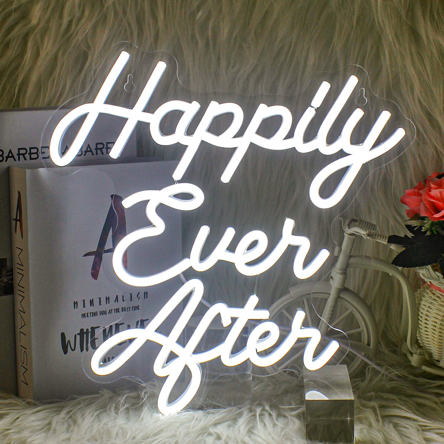 Happily Ever After Neon Sign White Led Neon Light Signs for Wedding Bridal Shower Usb Neon Light Up Signs for Engagement Bachelorette Party Decorations Birthday Gifts