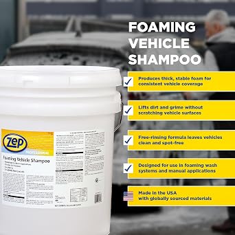 Zep Foaming Vehicle Shampoo 5 Gallon 1041567 (One Bucket) Excellent for Removing Road Film, Dirt and Salt deposits