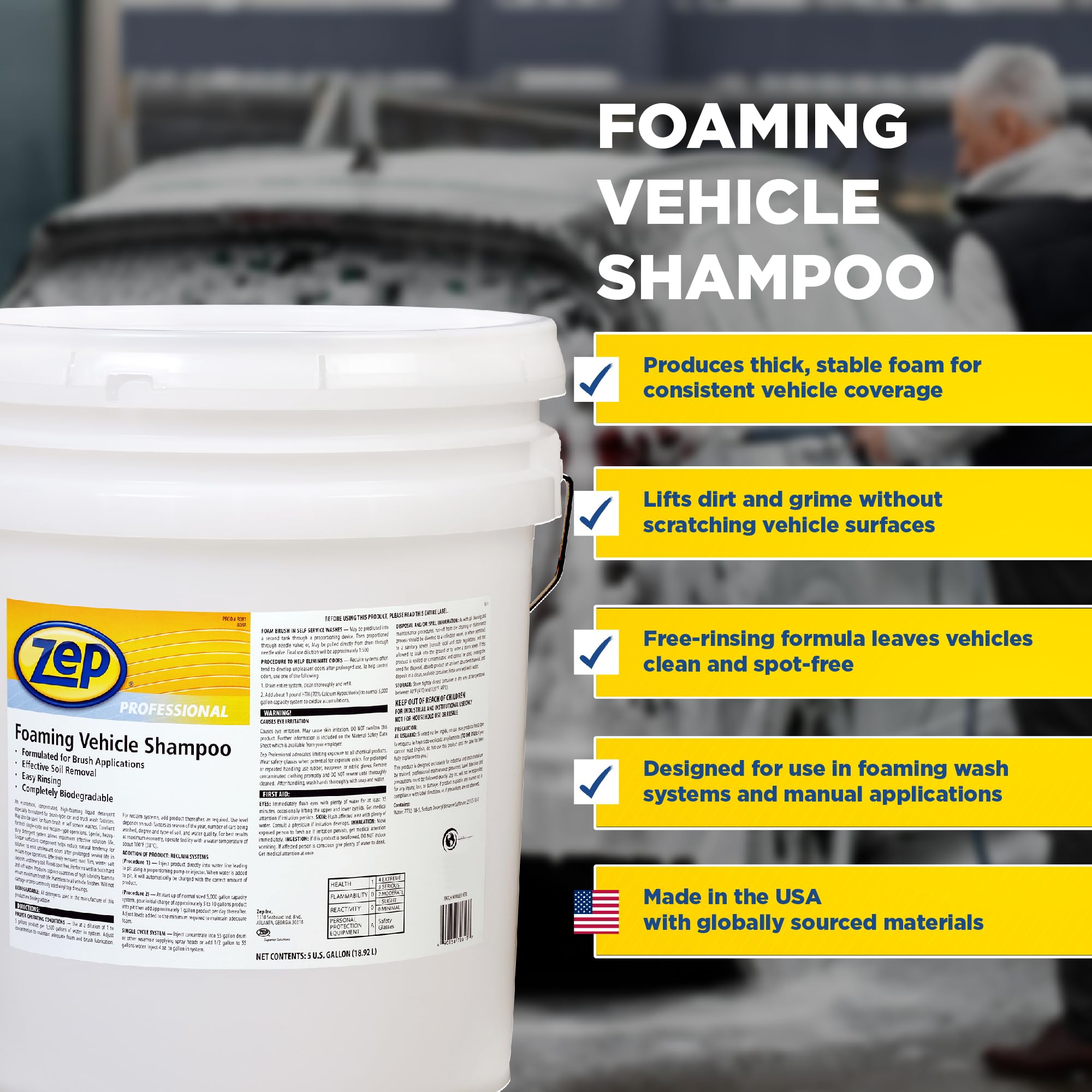 Amazon.com: Zep Foaming Vehicle Shampoo 5 Gallon 1041567 (One