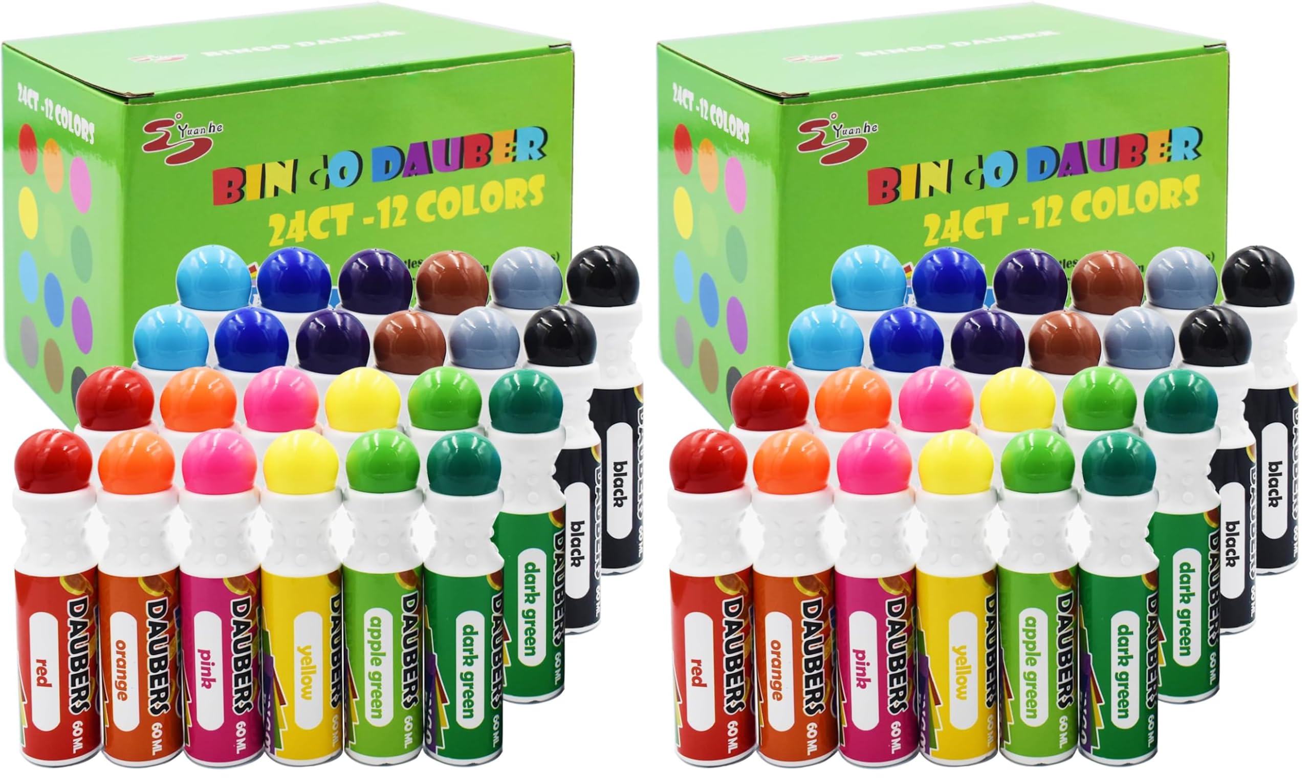 Yuanhe Bingo Daubers Dot Markers - Mixed Colors Set of 48 Pack-12Colors