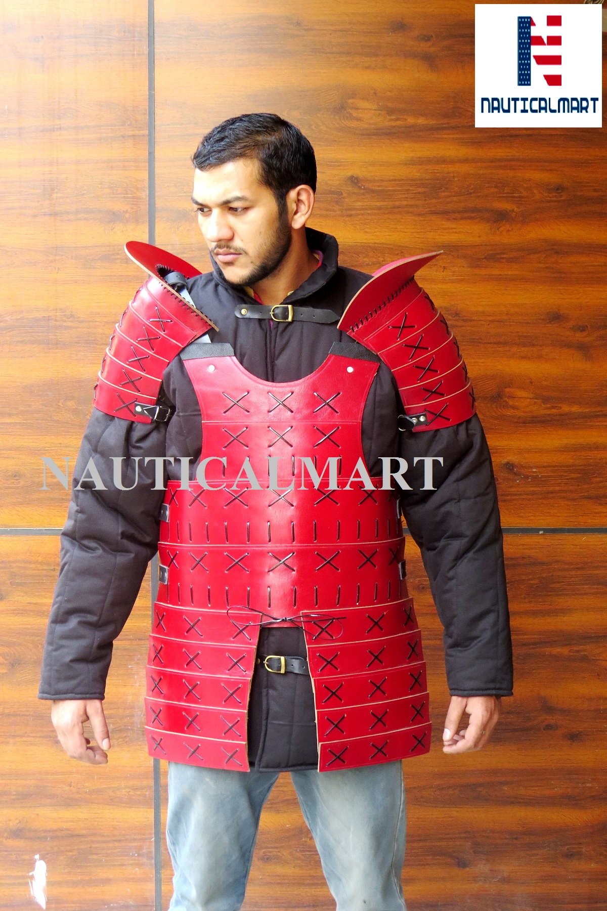NauticalMart Leather Samurai Armor with Pauldrons Medieval Armour