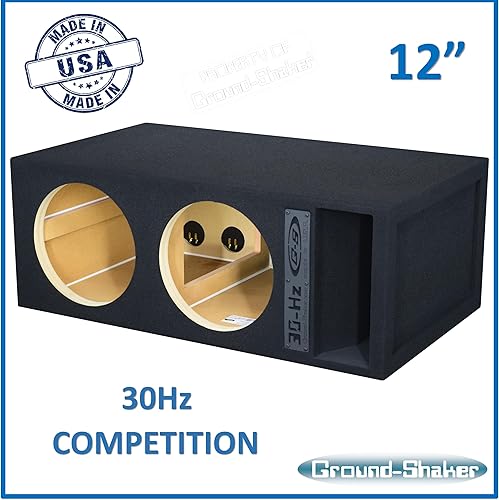 Miniatura 2 de Caja de subwoofer de competición de doble puertoventilado de 12 pulgadas, carcasa de subwoofer personalizada Ground-Shaker Audio para automóvil