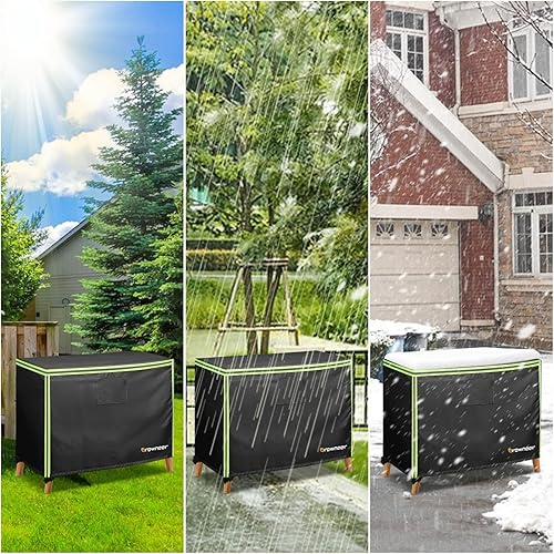 Miniatura 6 de GROWNEER Cubierta para caja de cubierta rectangular de 47 x 20 x 24 pulgadas, con tira reflectante, cubierta impermeable para hoguera, tela Oxford