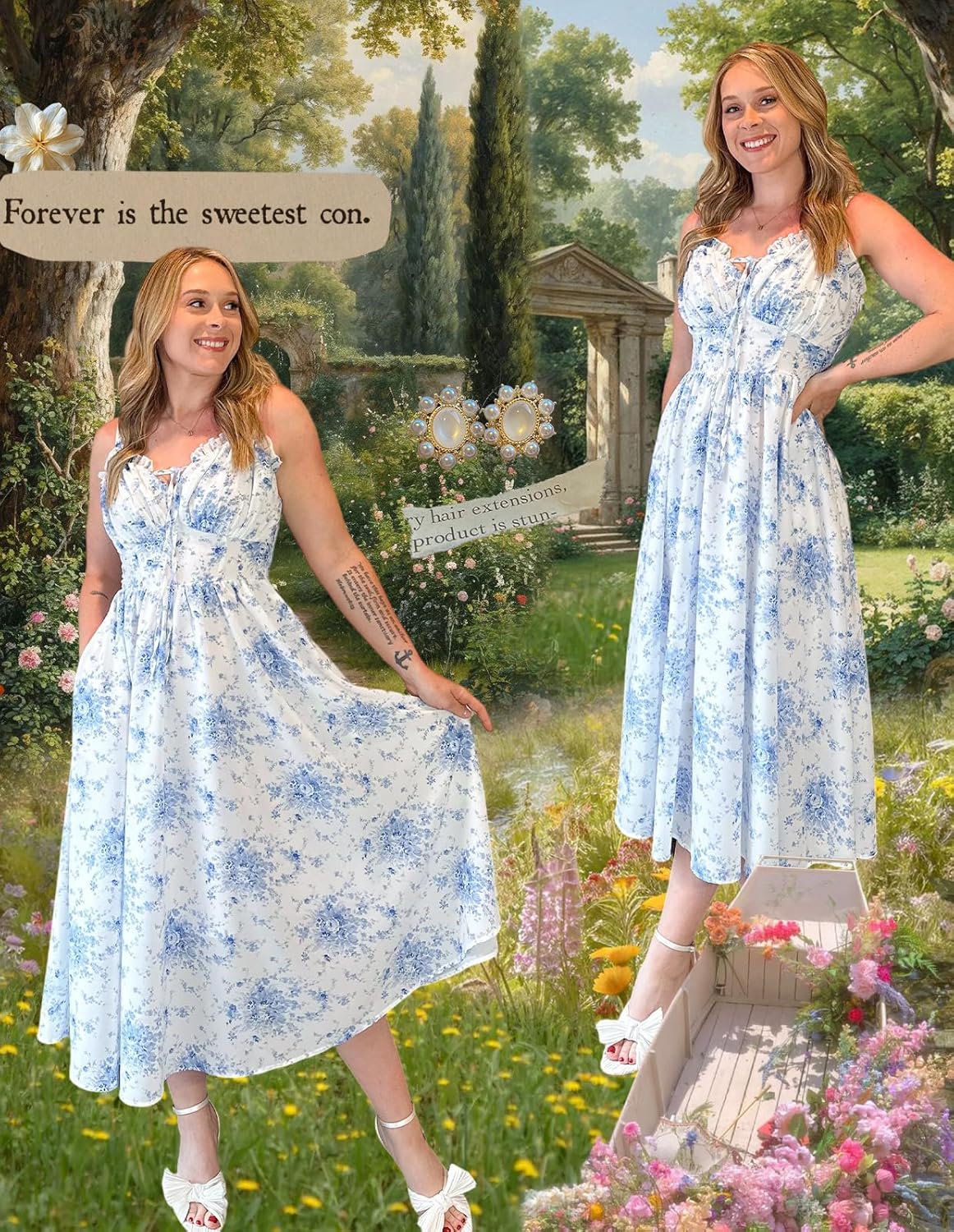 Scarlet Darkness Summer Dresses for Women 2026 Floral Corset Dress Long Milkmaid Dress with Pocket - Image 5