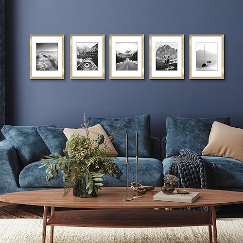 Vista 161 de Americanflat Portarretratos de 5 x 6 pulgadas con plexiglás pulido, juego de 5 portarretratos de 2 x 3 pulgadas con paspartú o para fotos de 5 x 6