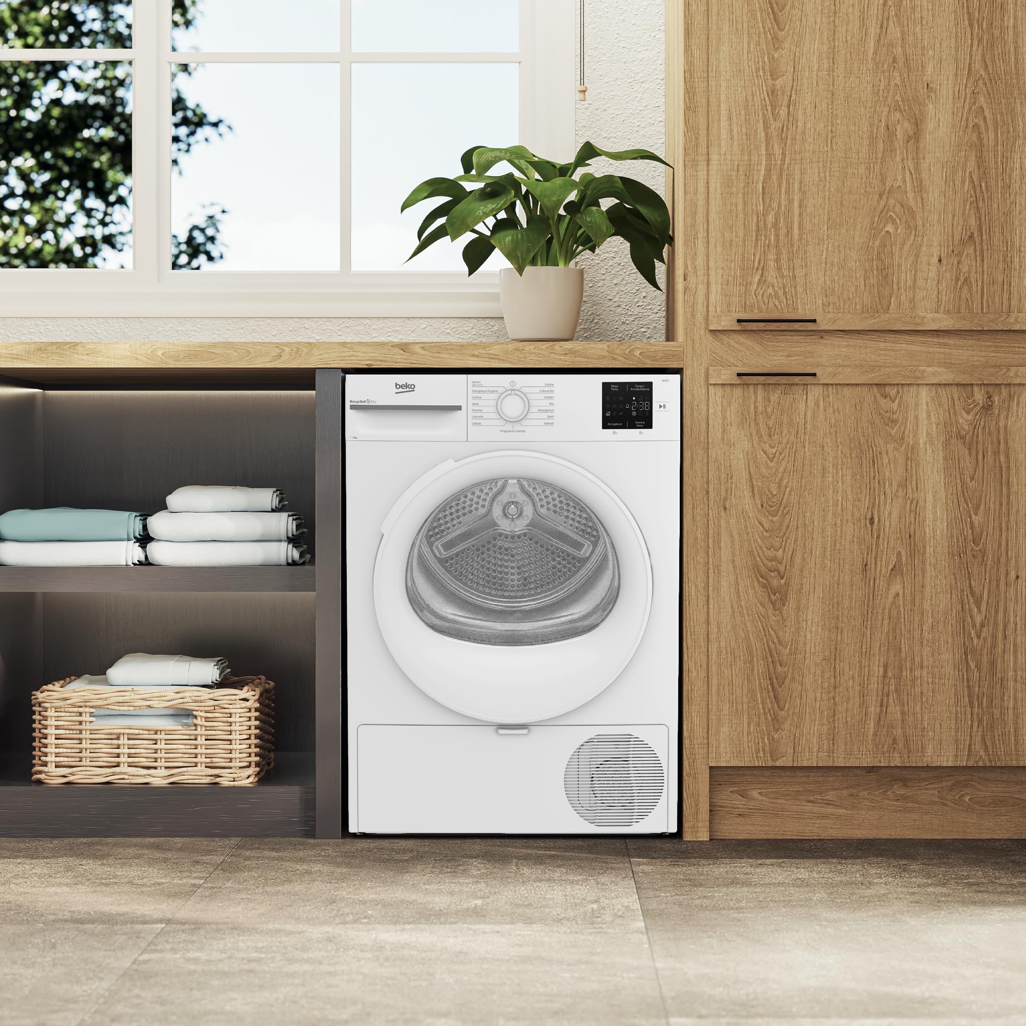 Beko BMT73EW Wäschetrockner, freistehend, 7 kg, Klasse D, digitales Display, 12 Programme, Steam Therapy, Motor 10 Jahre, Weiß – 84,6 x 59,8 x 54,5 cm (H x B x T)