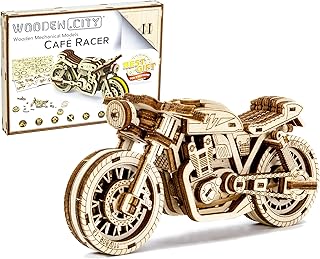 WOODEN.CITY Cafe Racer 3D Motorcycle Puzzle for Adults - Motorcycle Building Kit - Wooden Model for Adults to Build - Build Your Own Motorcycle Kit - 3D Wooden Puzzle Model Motorcycle Kit to Build