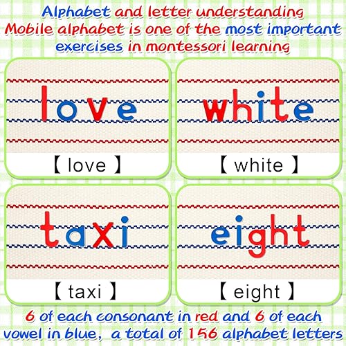 Miniatura 3 de Letras Montessori Letras móviles de madera con caja y tapete grande, letras pequeñas del alfabeto de madera, bandejas Montessori, ortografía
