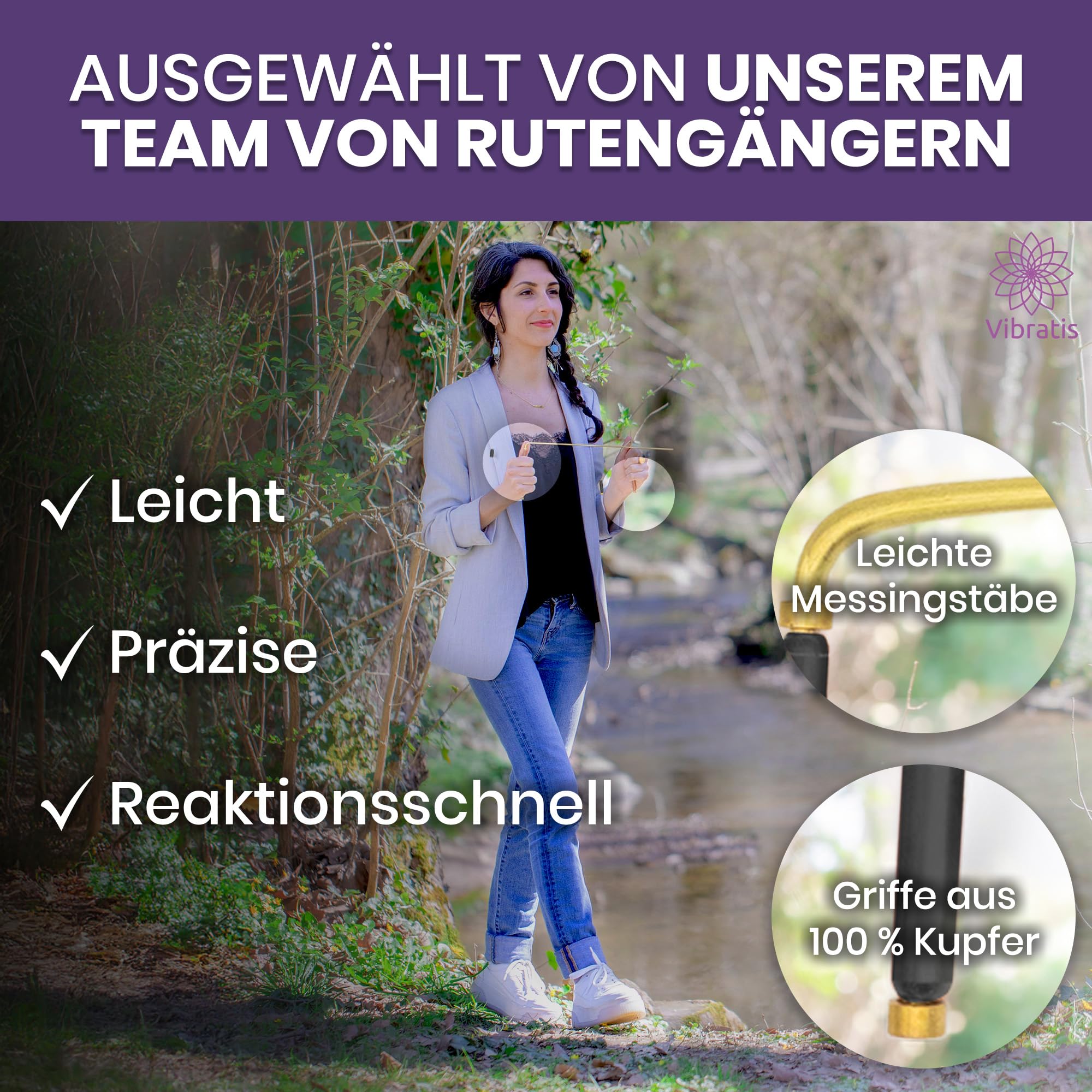 VIBRATIS Augenbrauenstäbchen mit Pendel, Ägyptisches Thot – Radiästhesie-Set aus Kupfer – Präzision und Zuverlässigkeit für Geobiologie, Paranormal und Wahrsagerei – französische Marke
