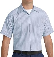 Vista 1 de Red Kap - Camisa de trabajo con rayas industriales para hombre, ajuste regular, manga corta