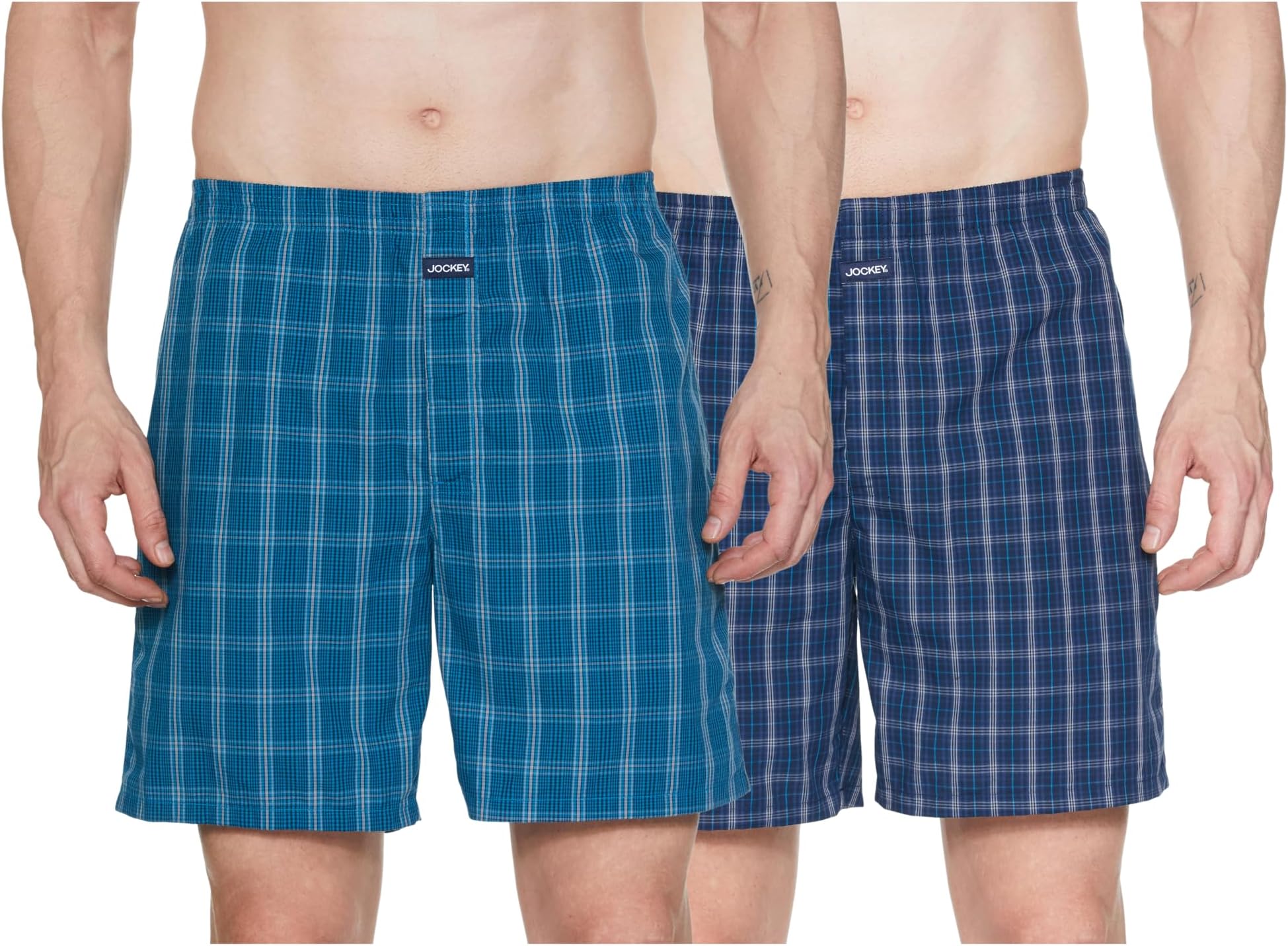 1223 Men's Super Combed Mercerized Cotton Woven Checkered Boxer Shorts with Side Pocket (Pack of 2)
