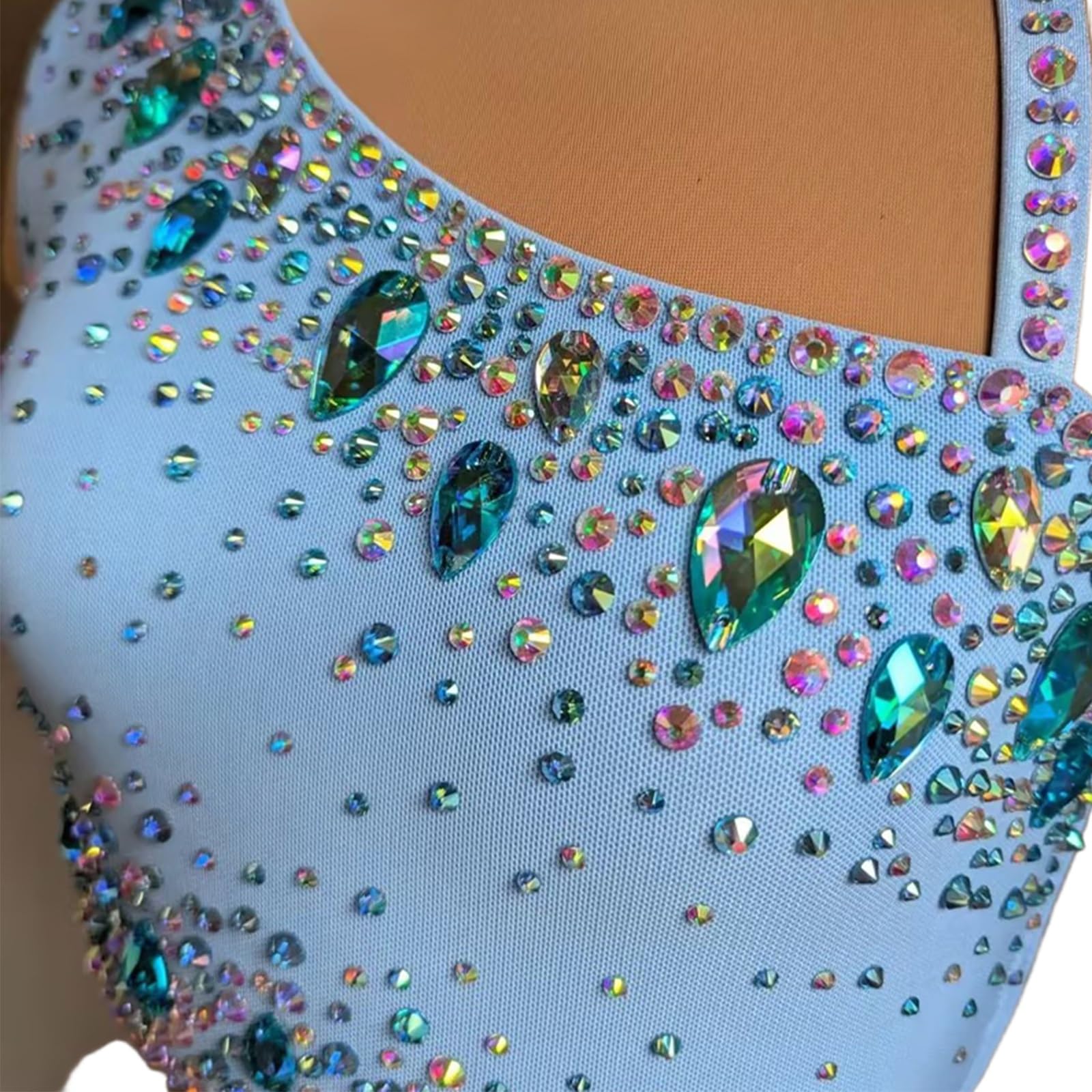 Damski Liryczny Kostium Taneczny Asymetryczny Top Z Jednym Ramieniem Rhinestone Bez Rękawów Współczesne Kostiumy Do Tańca