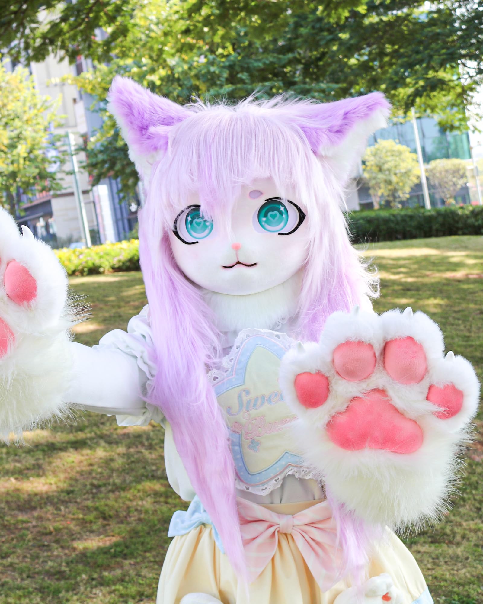 Cosplay Fursuit Copricapo Testa Animale Gatto Maschera Halloween Costume Adulti Costume Accessori Set