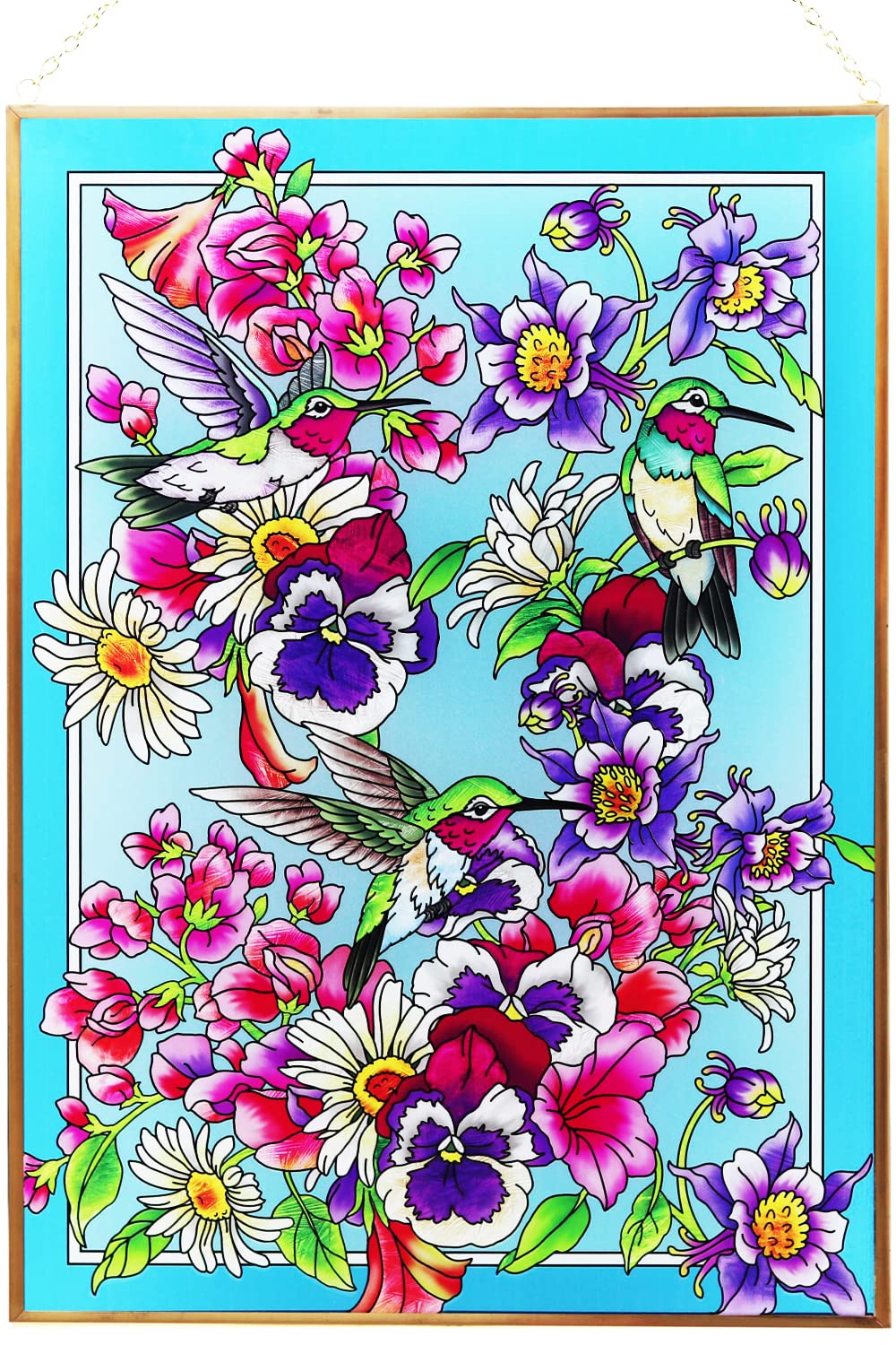 Opohaome Kolibri Buntglas Fensterbehang – 25,4x38,1 Cm, Handbemalt, Mit Saugnapf, Sonnenfänger Für Fenster