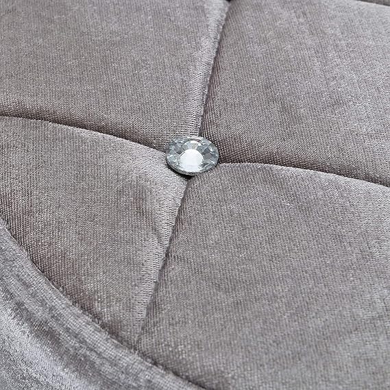 Shoze Round Dressing Table Stool Upholstered Velvet Plush Vanity Chair Folding Storage Box Seat Legs Padded Footrest Reception Chair 37CM *30CM (Silver)