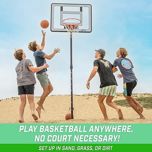 Miniatura 2 de GoSports Post Up - Aro de baloncesto portátil de playa para niños y adultos, juega en césped o arena, incluye 2 pelotas de baloncesto, bomba y bolsa