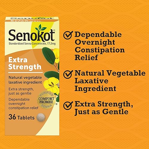 Miniatura 3 de Senokot Laxante vegetal natural extra fuerte para un alivio suave durante la noche estreñimiento ocasional, 36 unidades (paquete de 2)