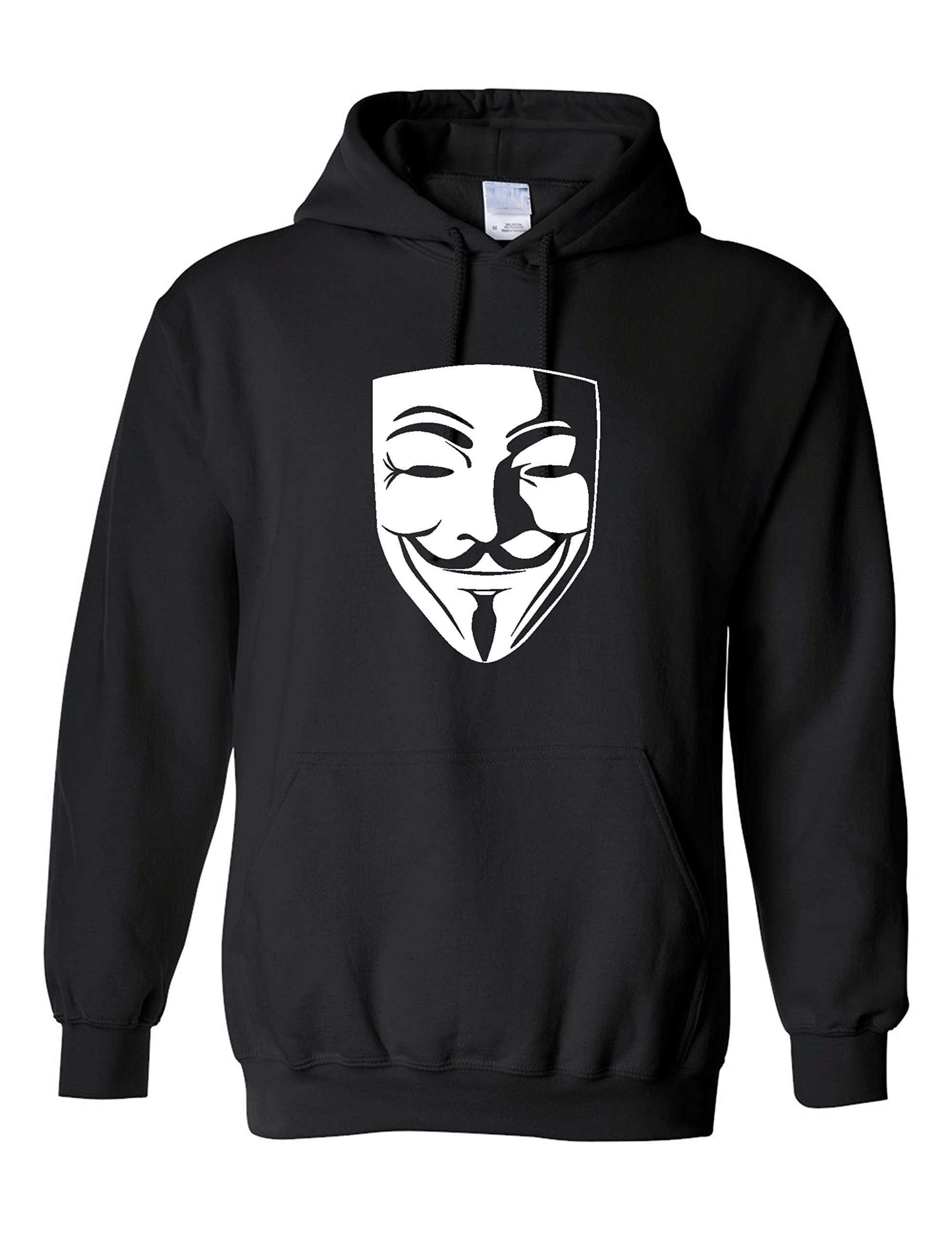 V For Vendetta Anonymous Mask Guy Fawkes Inspired Mask Revolution Unisex Hoodie Black
