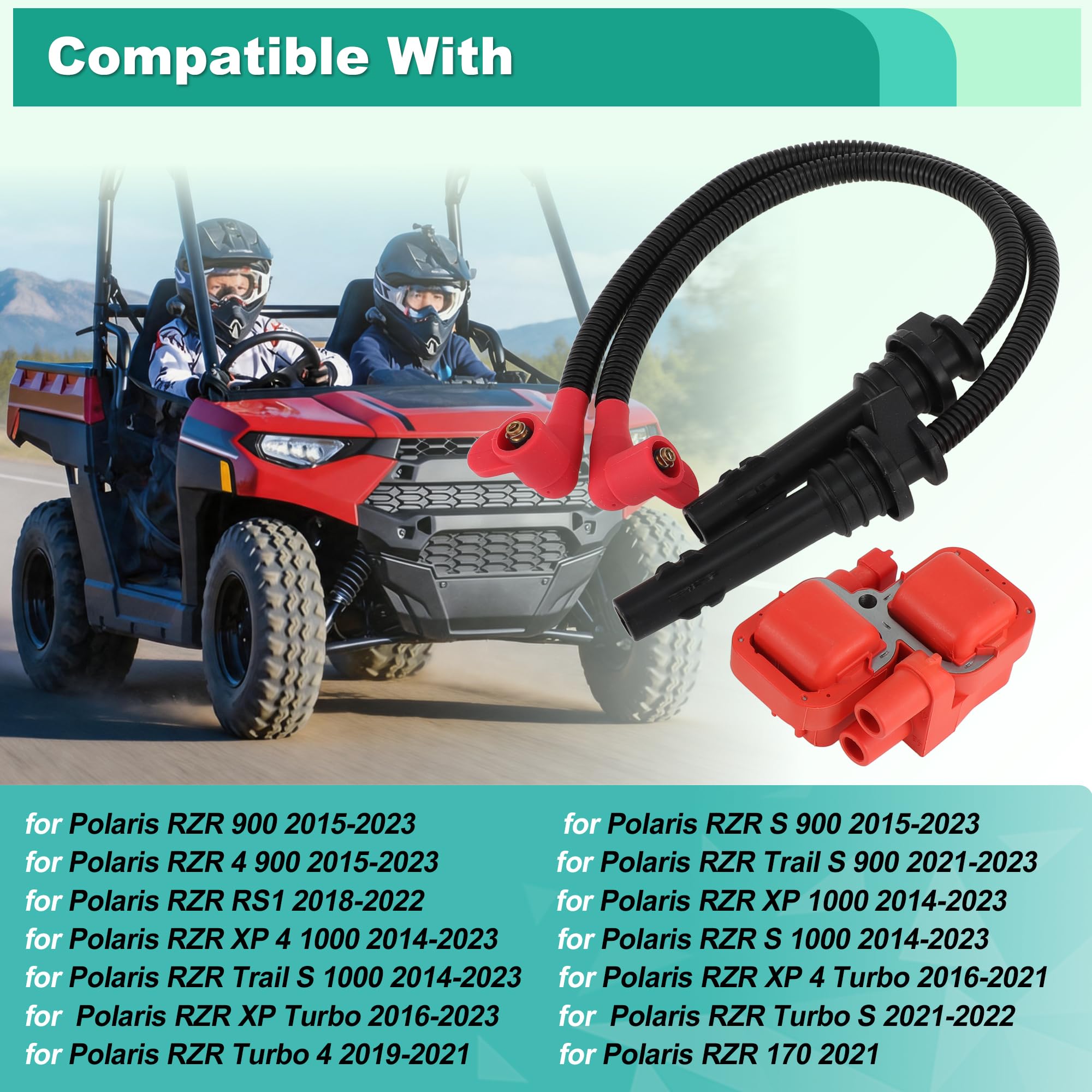 A ABSOPRO Tapa Cable Bujía Y Bobina Para Polaris RZR 900 15-23 | Para Polaris RZR S 900 15-23, Para Polaris RZR XP 1000 14-23, OE 4014296,4014295,4017695,4017694,4010425, Alto Rendimiento