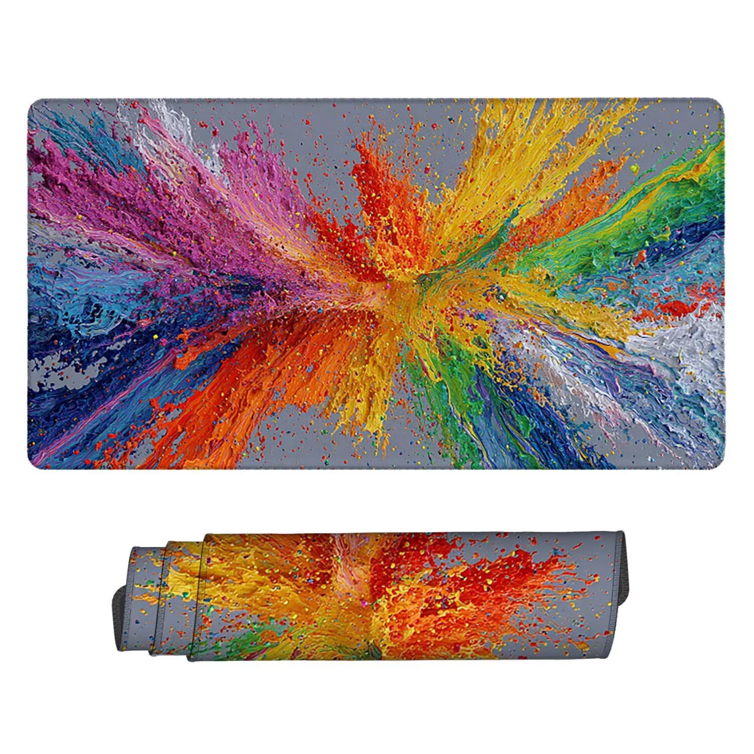 Podkładka pod mysz do gier XXL Mousepad 1600 x 800 mm, duża podkładka pod biurko z antypoślizgową gumową podstawą do gier, komputera, poprawia precyzję i szybkość (kolorowy dym) X69