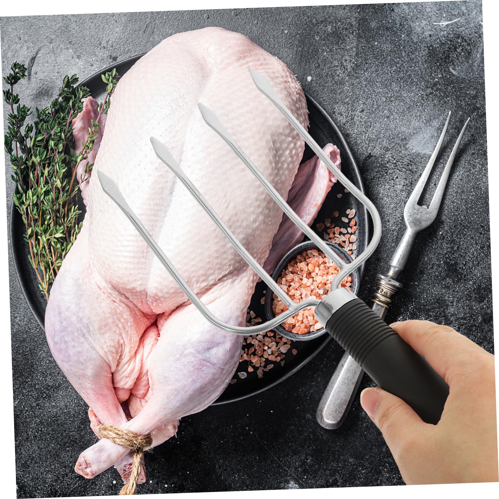 MAGICLULU Set Di 2 Forchette Da Barbecue in Acciaio Inossidabile Forchette Per Tacchino Per Arrosto Meccanismo Di Bloccaggio Per Intaglio