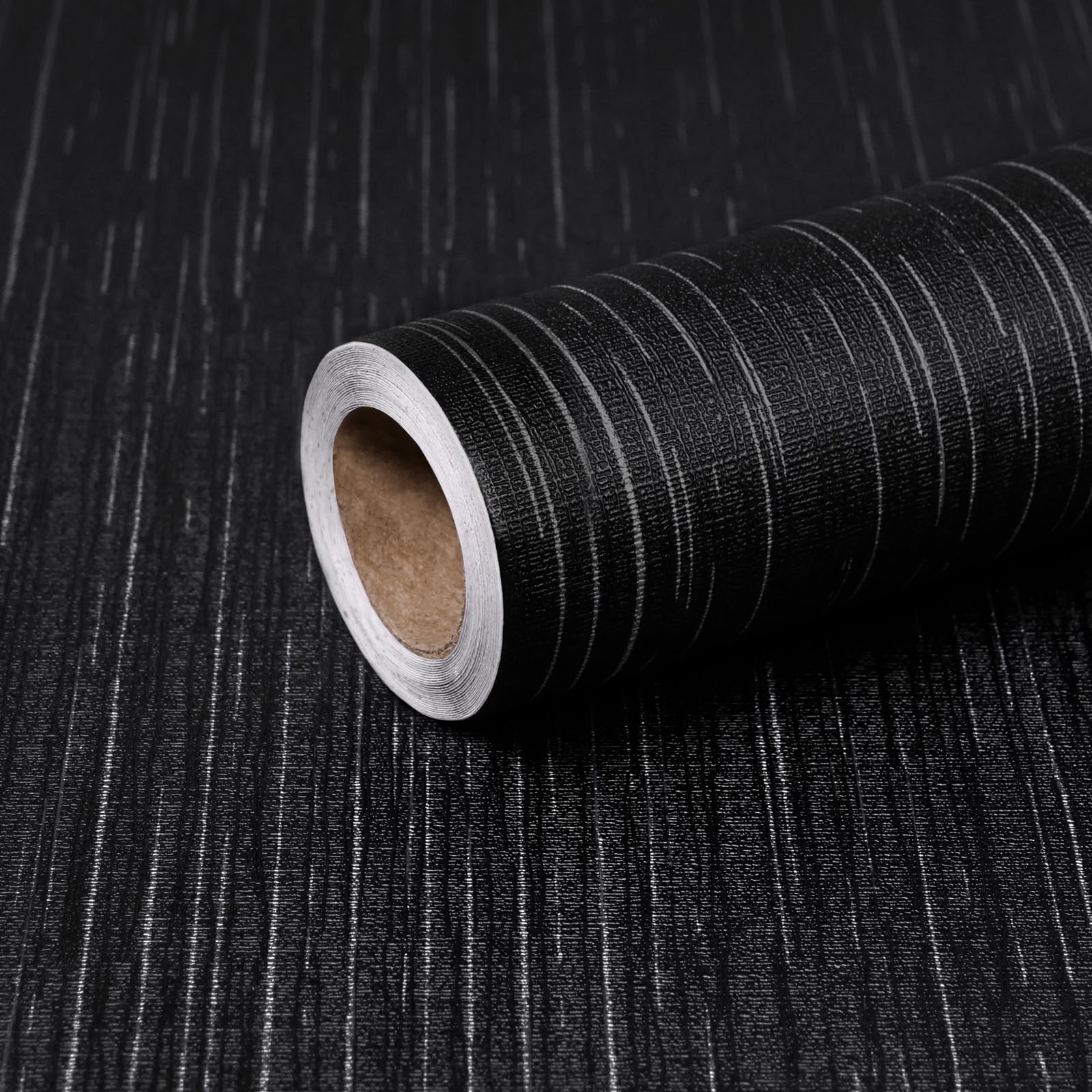 MeenJewe Black Wallpaper 40 x 1200 cm Peel and Stick Wallpaper Self-Adhesive Contact Paper Waterproof Vinyl Removable Wall Paper for Bedroom,Cabinets,Living Room,Shelf Liner