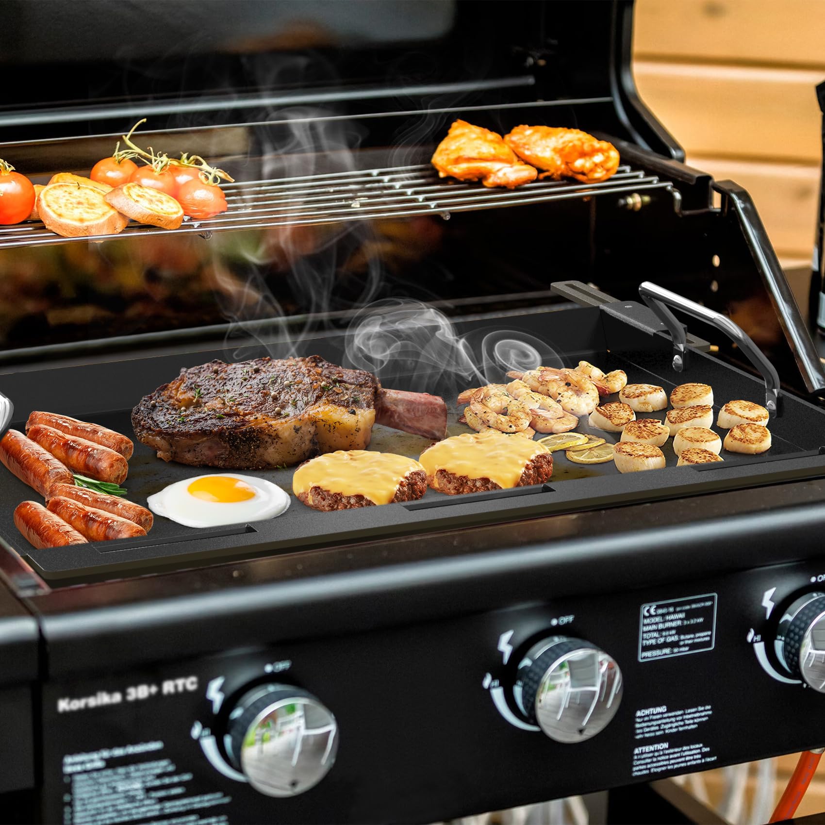 Onlyfire Plancha Universelle pour Weber Spirit/Spirit II Série 200 et 300, Genesis Silver B/C, Spirit 425/435 (2025) - Plaque de Barbecue Céramique Réglable (40,5-49 cm), Largeur 47,4 cm