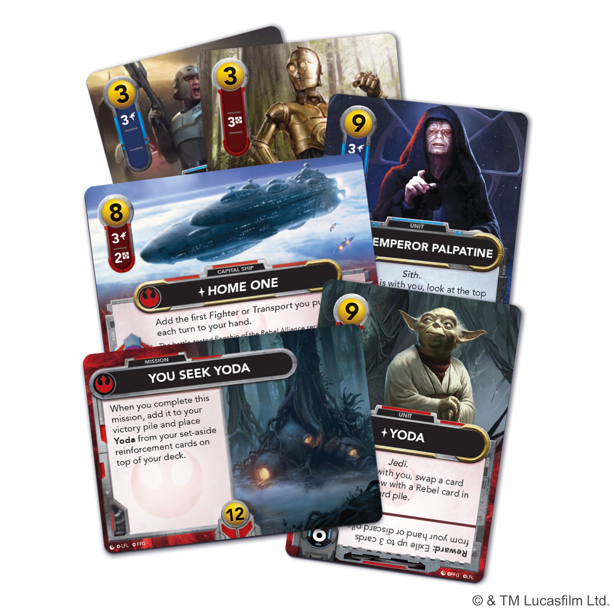 Star Wars The Deckbuilding Game Rebel & Empire Reinforcements Extension – Jeu de cartes de stratégie avec mode Yoda, Palpatine, Thrawn et Campagne (nécessite un jeu de base)