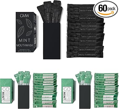 20pc Matte Black Mouthwash Packets + 40pc Go Mouthwash Smooth Mint